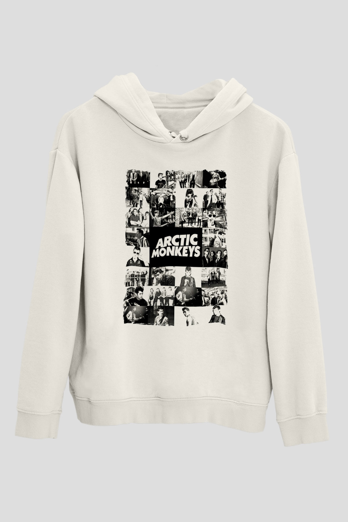 Arctic Monkeys Beyaz Unisex Kapüşonlu Sweatshirt