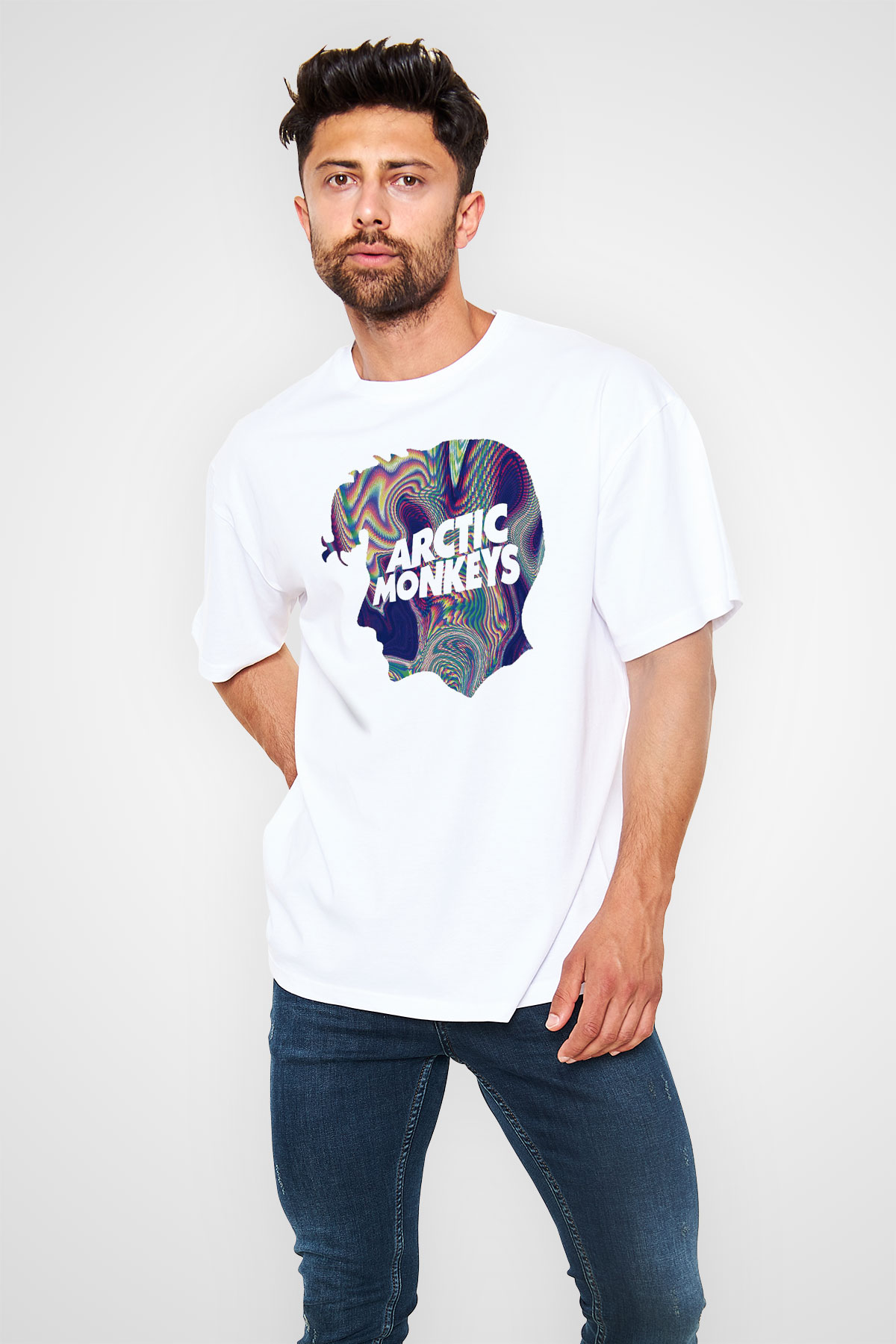 Arctic Monkeys Beyaz Oversize Tişört Oversize T-shirt - TişörtFabrikası