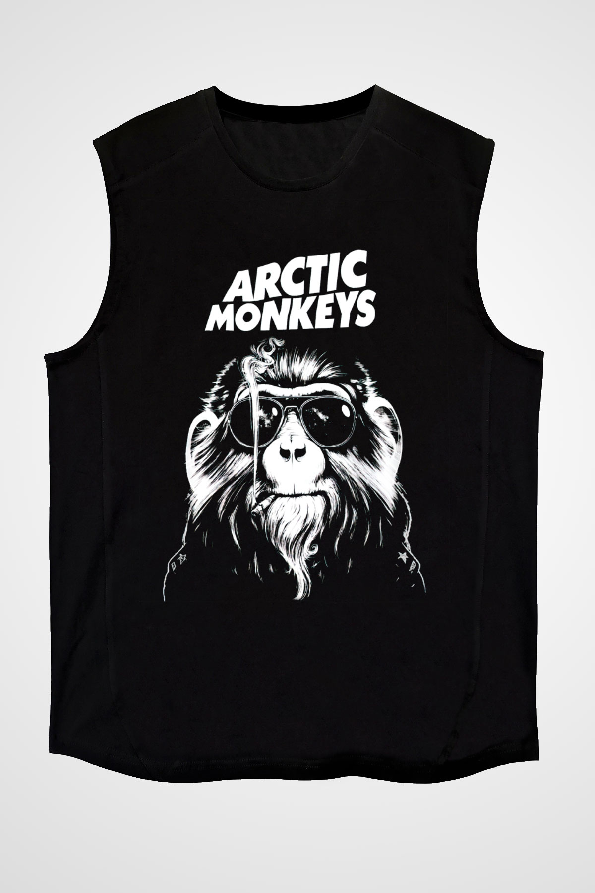 Arctic Monkeys Gözlüklü Maymun Siyah Unisex Kolsuz Tişört