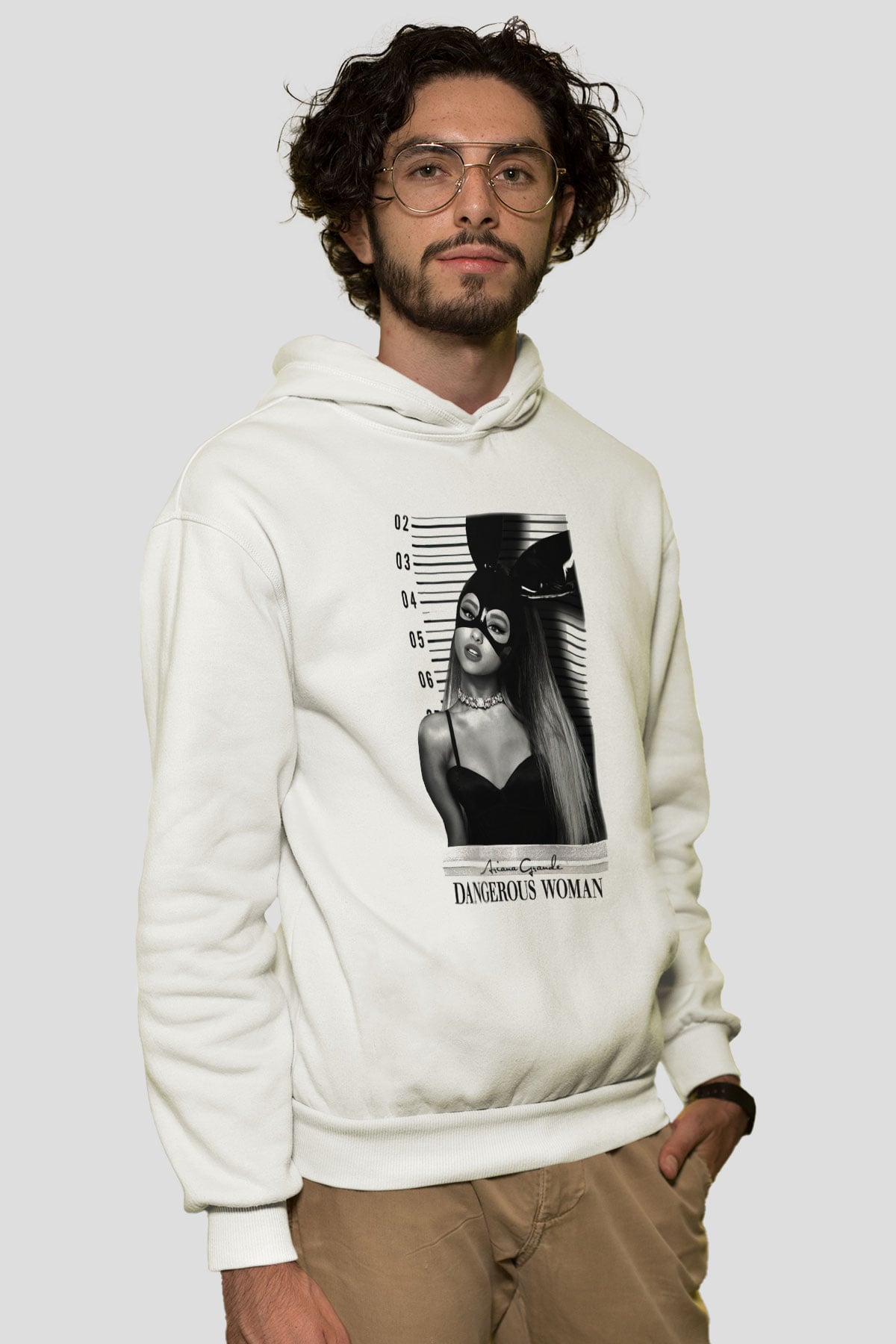 Ariana Grande Beyaz Unisex Kapşonlu Sweatshirt