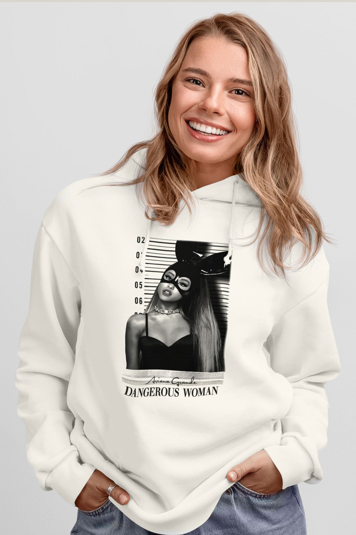 Ariana Grande Beyaz Unisex Kapşonlu Sweatshirt