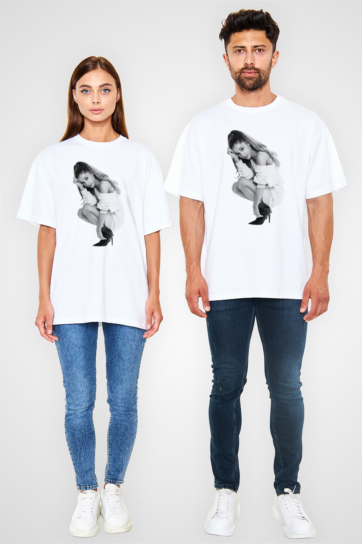 Ariana Grande Beyaz Unisex Oversize Tişört T-Shirt