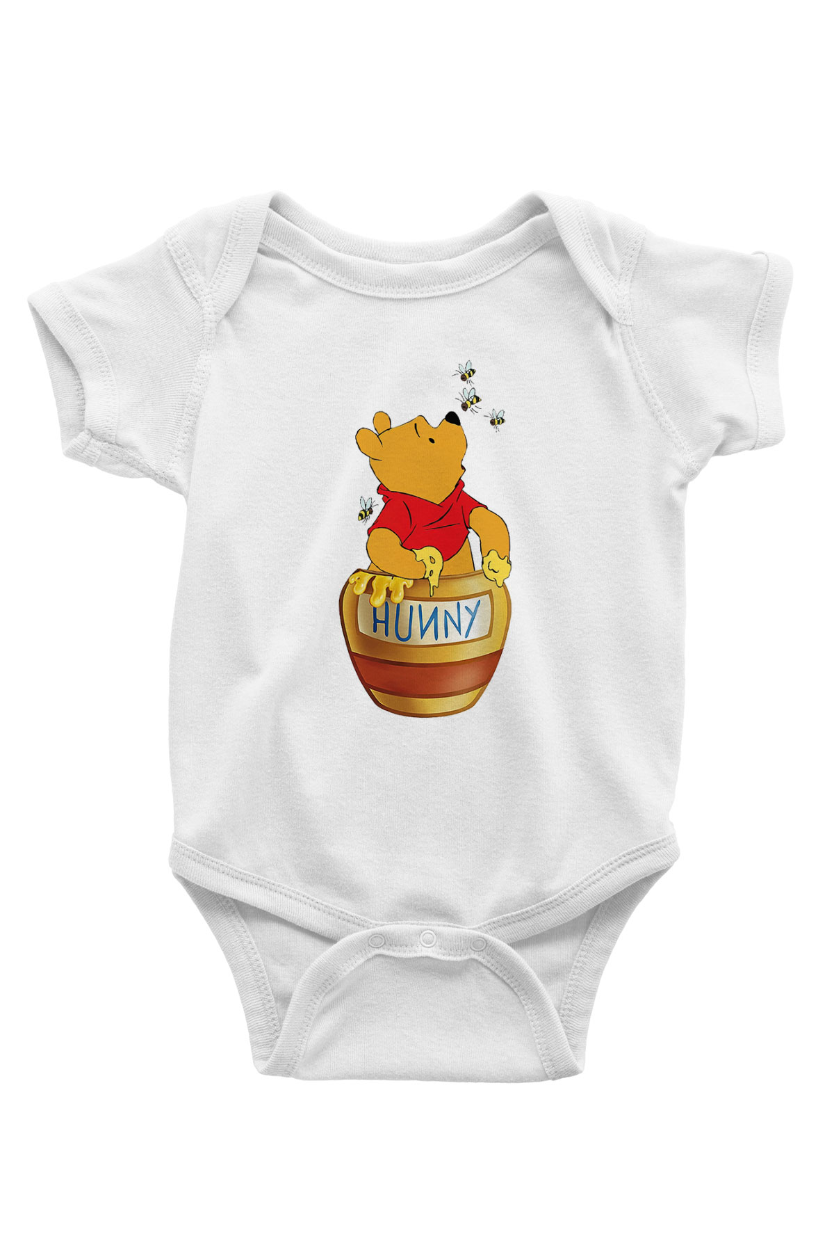 Arıcı Baskılı Beyaz Unisex Bebek Body - Zıbın