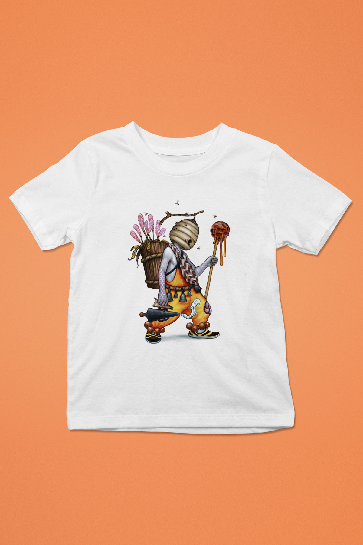 Arıcı Baskılı Beyaz Unisex Çocuk Tişört