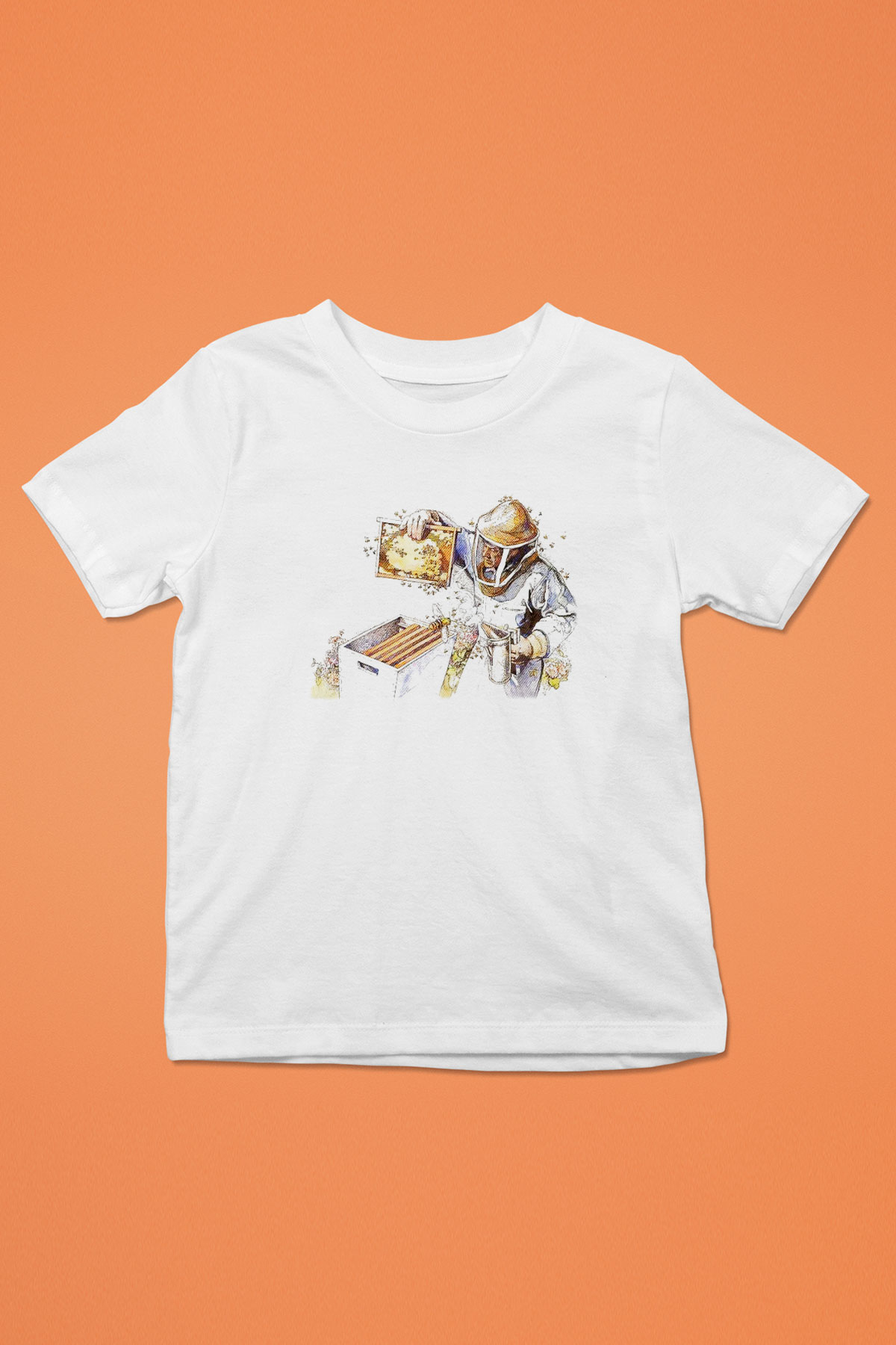 Arıcı Baskılı Beyaz Unisex Çocuk Tişört