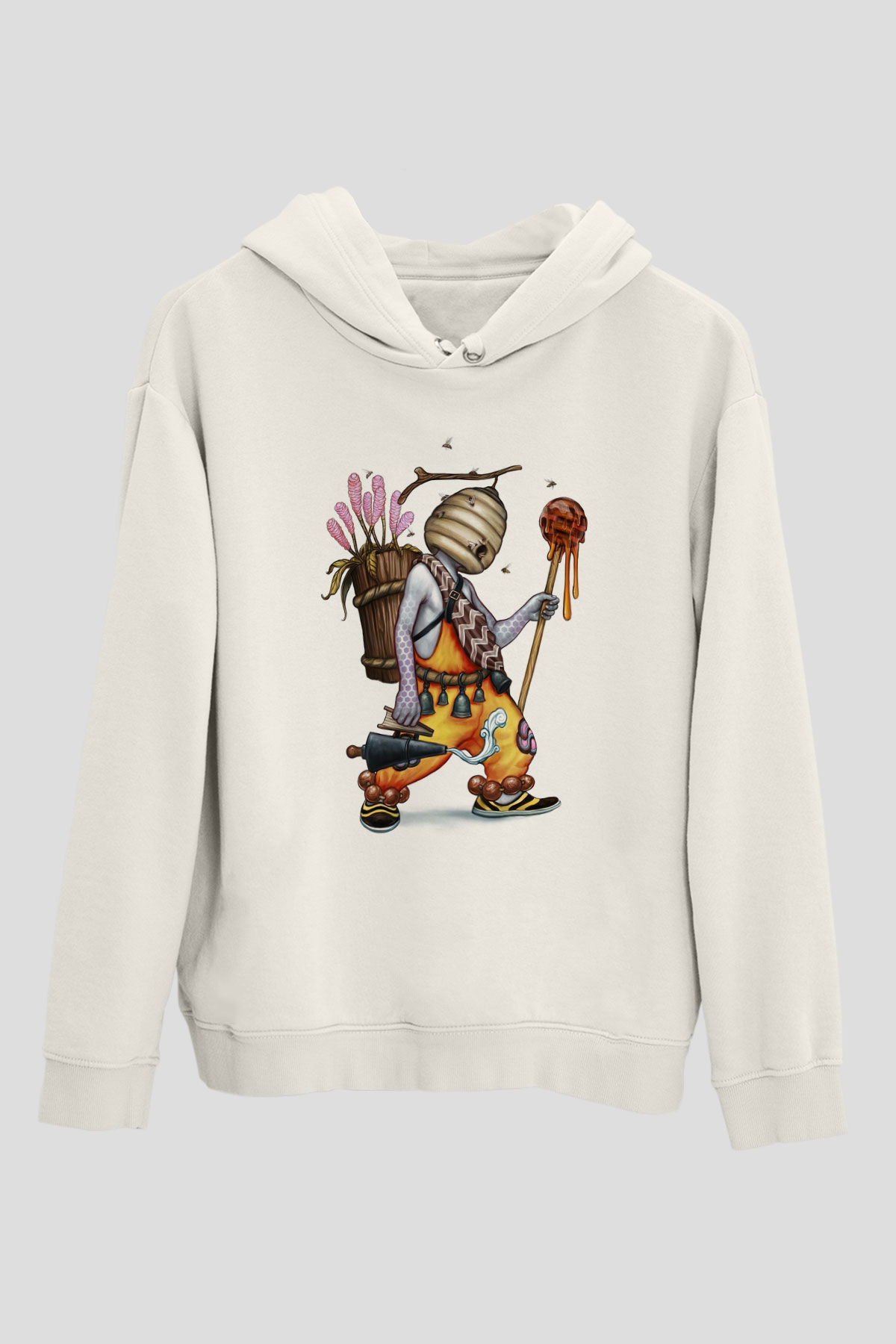 Arıcı Beyaz Unisex Hoodie