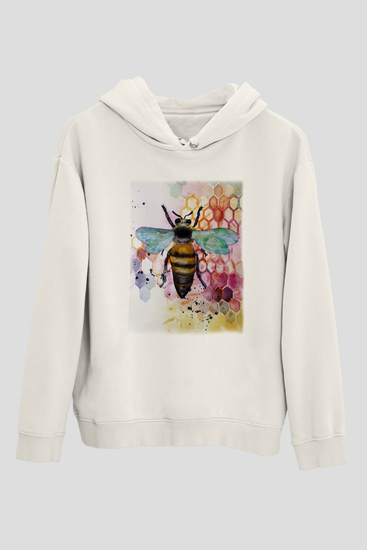 Arıcı Beyaz Unisex Hoodie