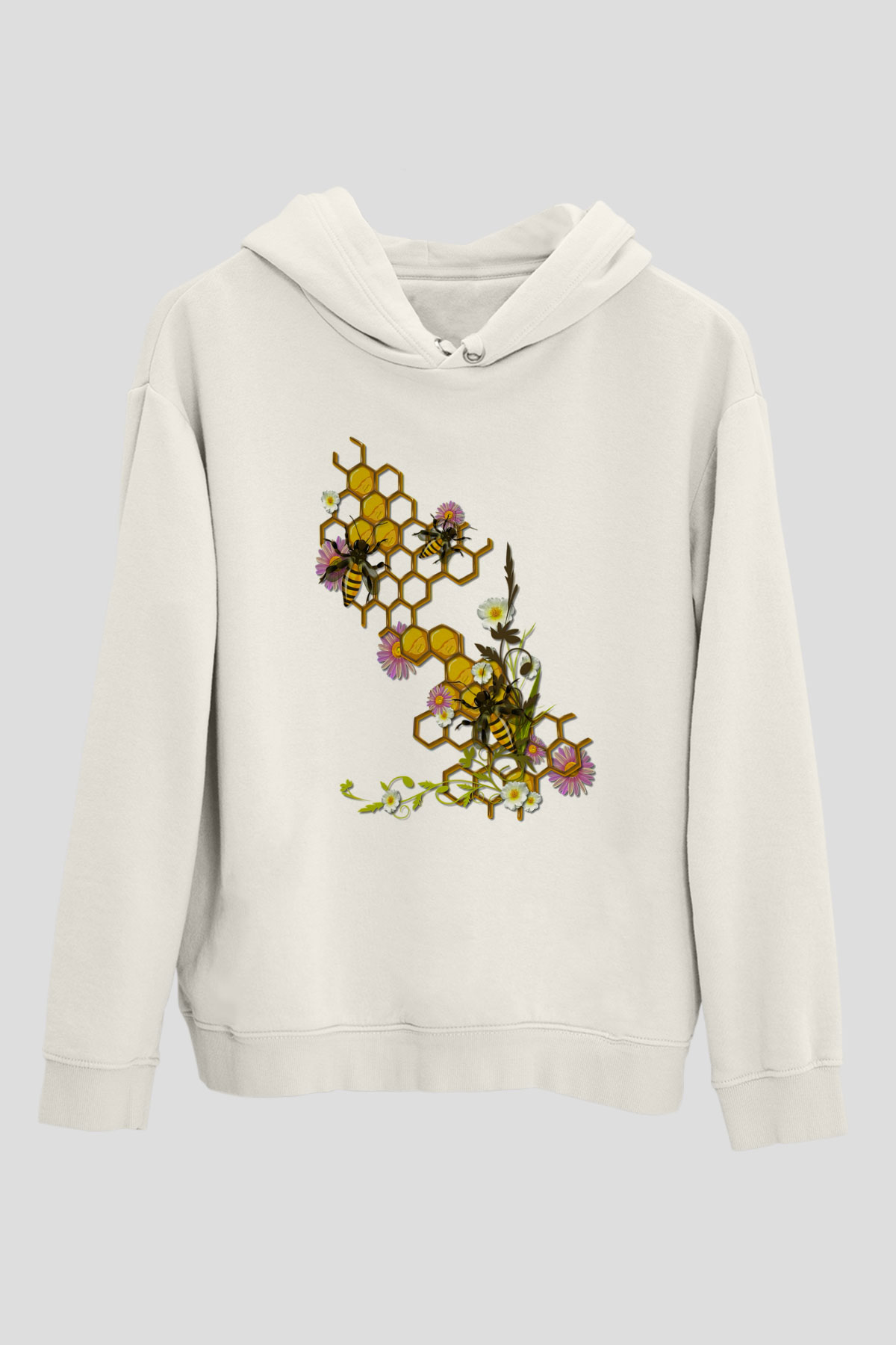 Arıcı Beyaz Unisex Hoodie