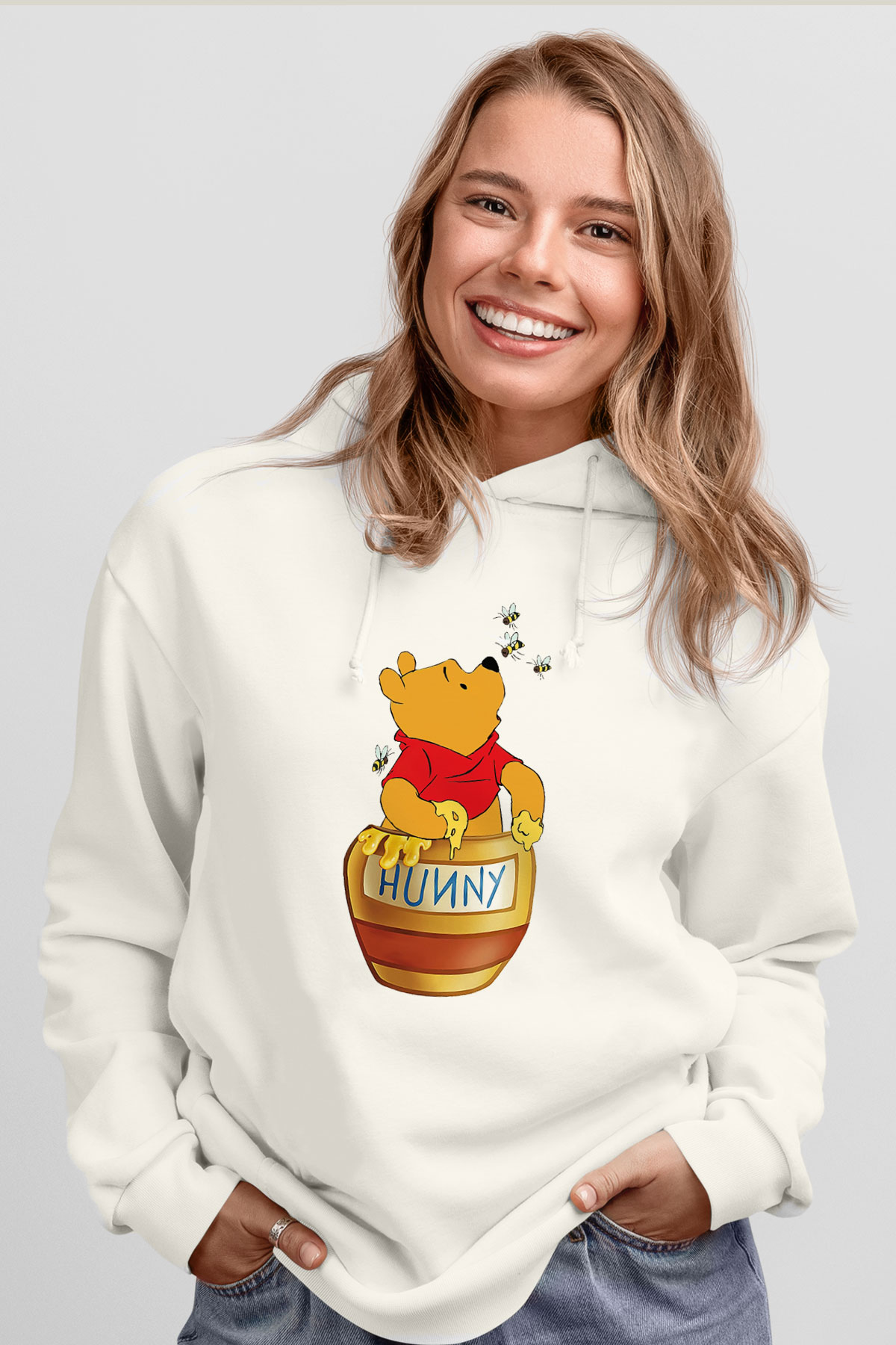 Arıcı Beyaz Unisex Hoodie