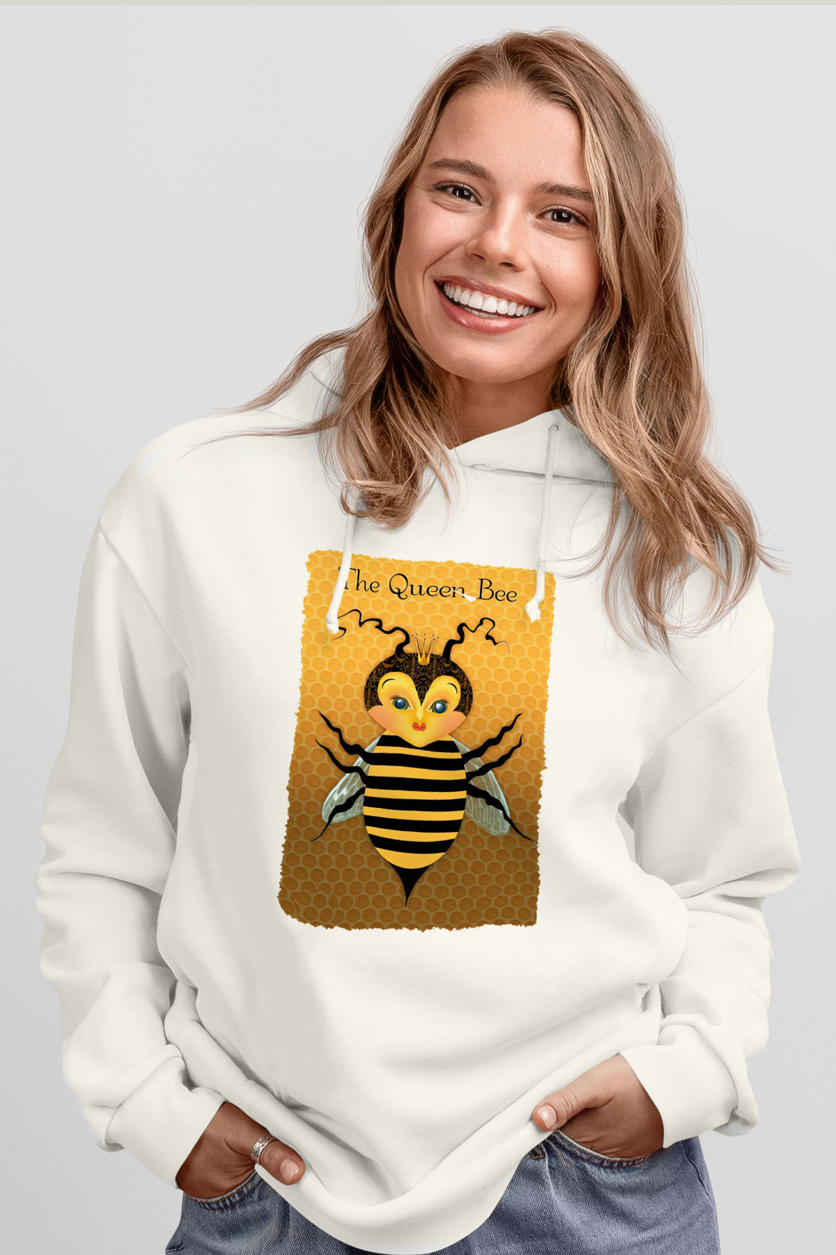 Arıcı Beyaz Unisex Hoodie