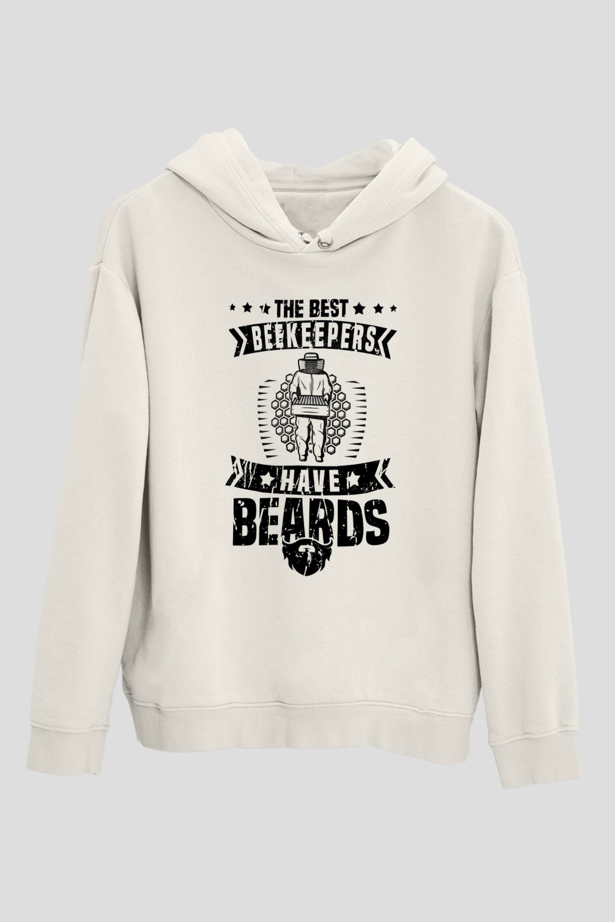 Arıcı Beyaz Unisex Kapüşonlu Sweatshirt