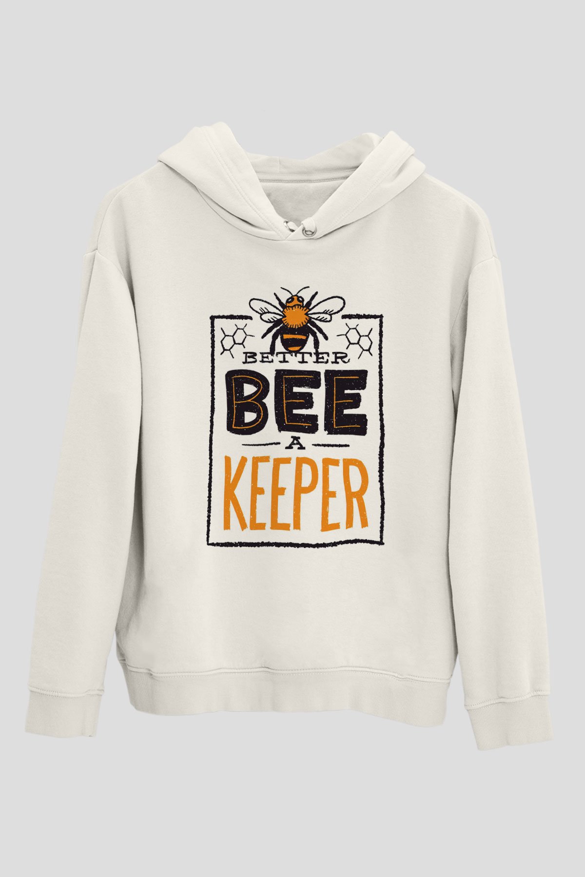 Arıcı Beyaz Unisex Kapüşonlu Sweatshirt