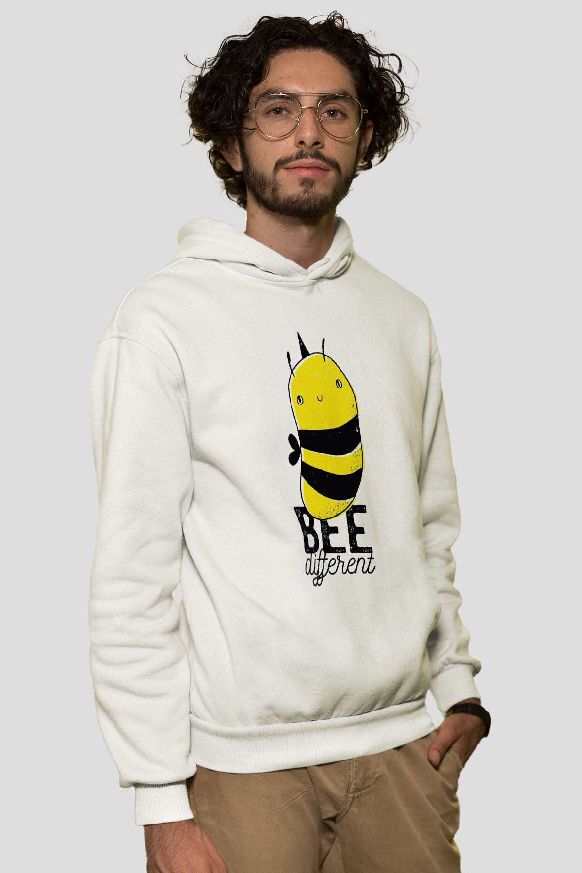 Arıcı Beyaz Unisex Kapüşonlu Sweatshirt