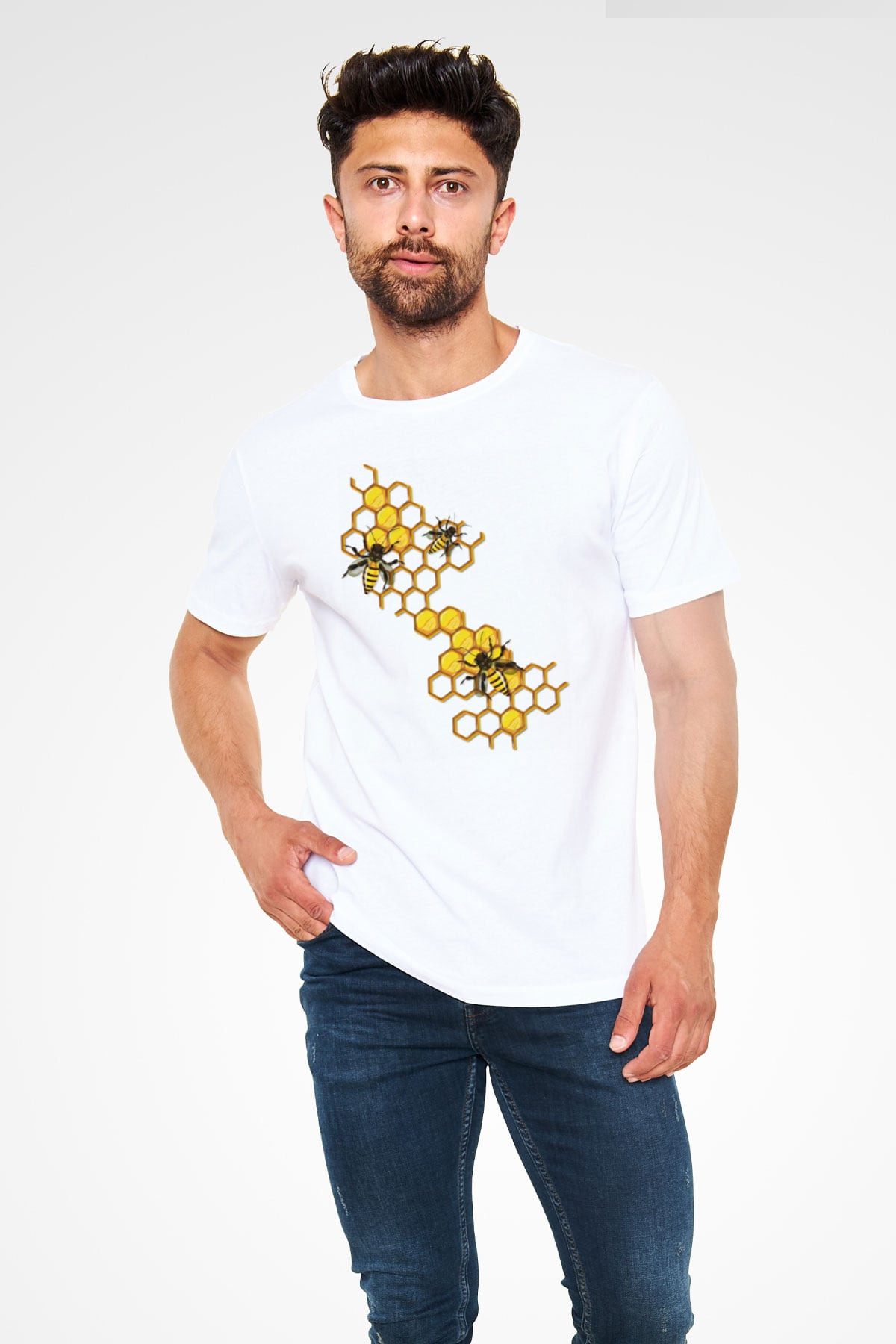 Arıcı Beyaz Unisex Tişört T-Shirt - TişörtFabrikası