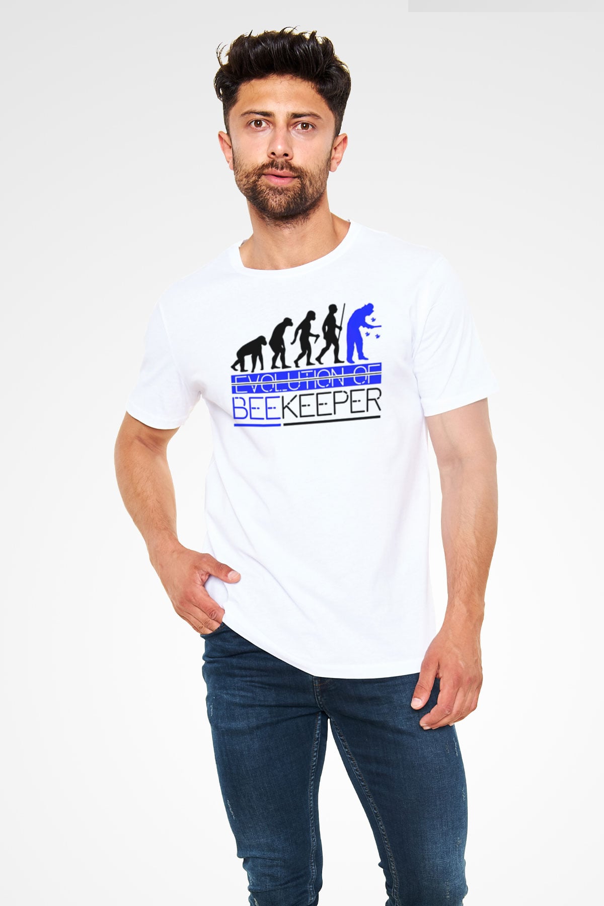 Arıcı Beyaz Unisex Tişört T-Shirt - TişörtFabrikası