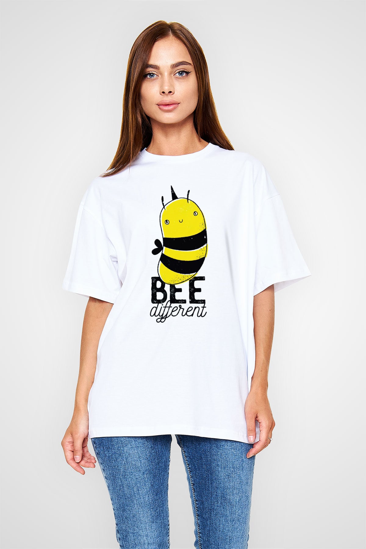 Arıcı Beyaz Oversize Tişört Oversize T-shirt - TişörtFabrikası