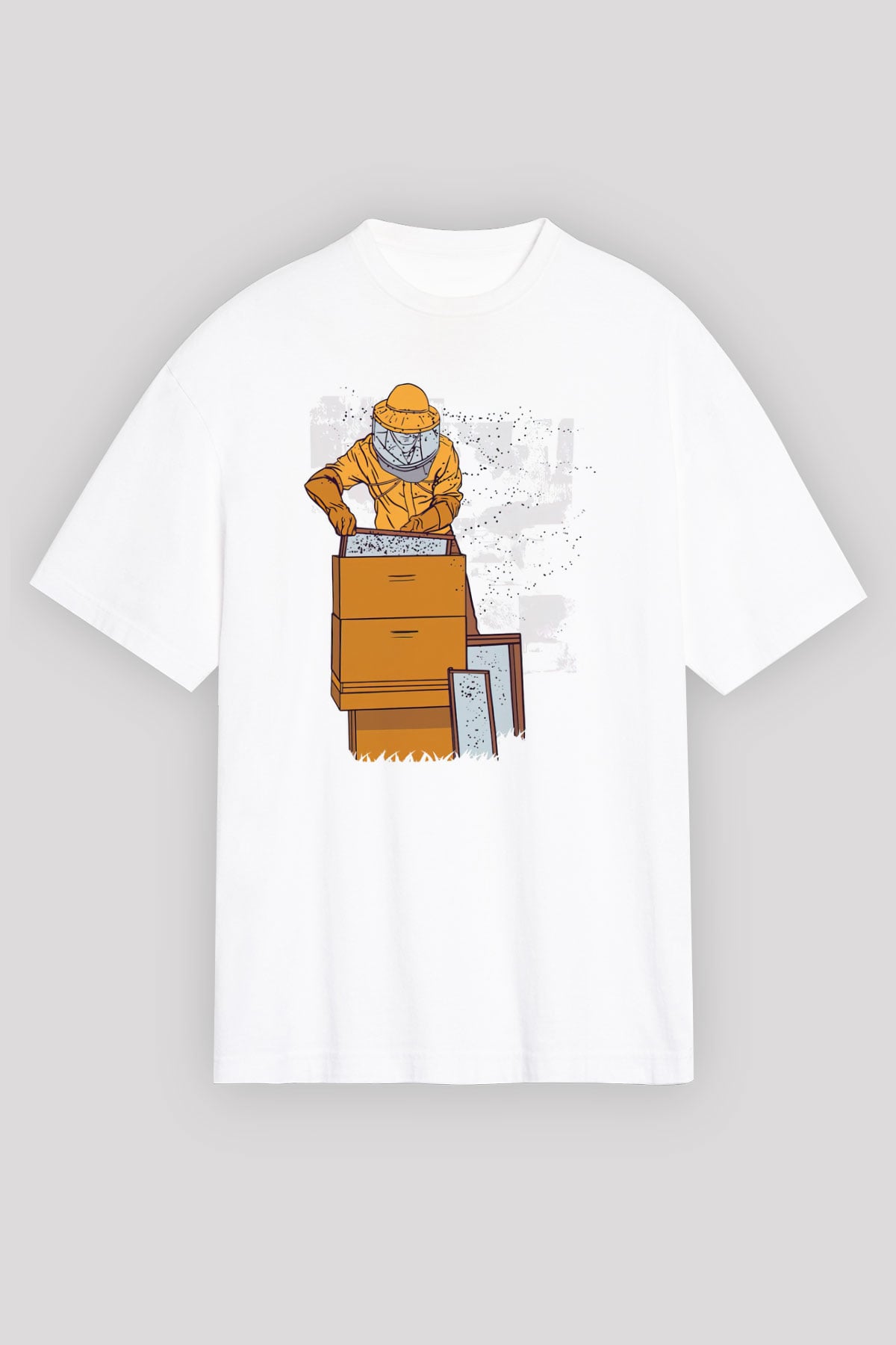 Arıcı Beyaz Oversize Tişört Oversize T-shirt - TişörtFabrikası