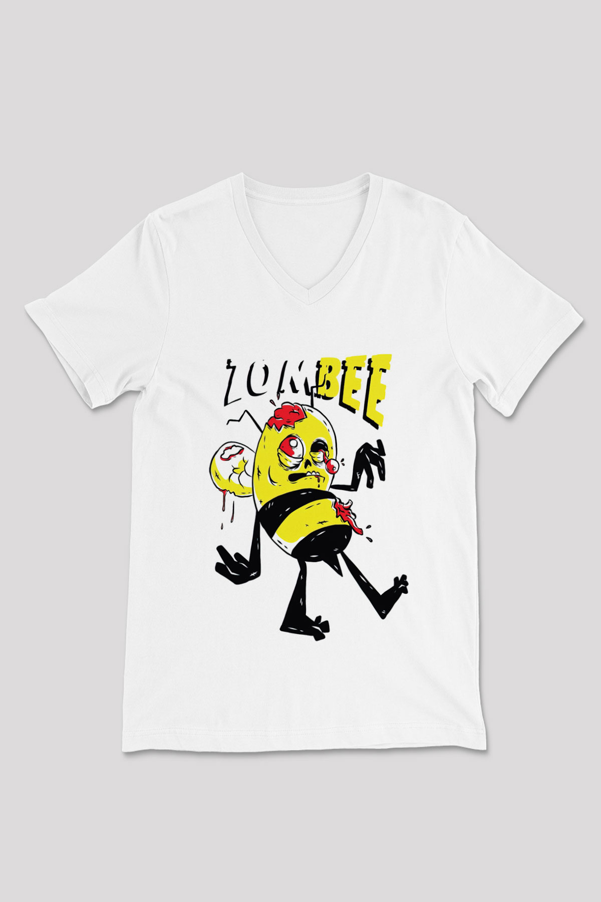 Arıcı Beyaz Unisex V Yaka Tişört