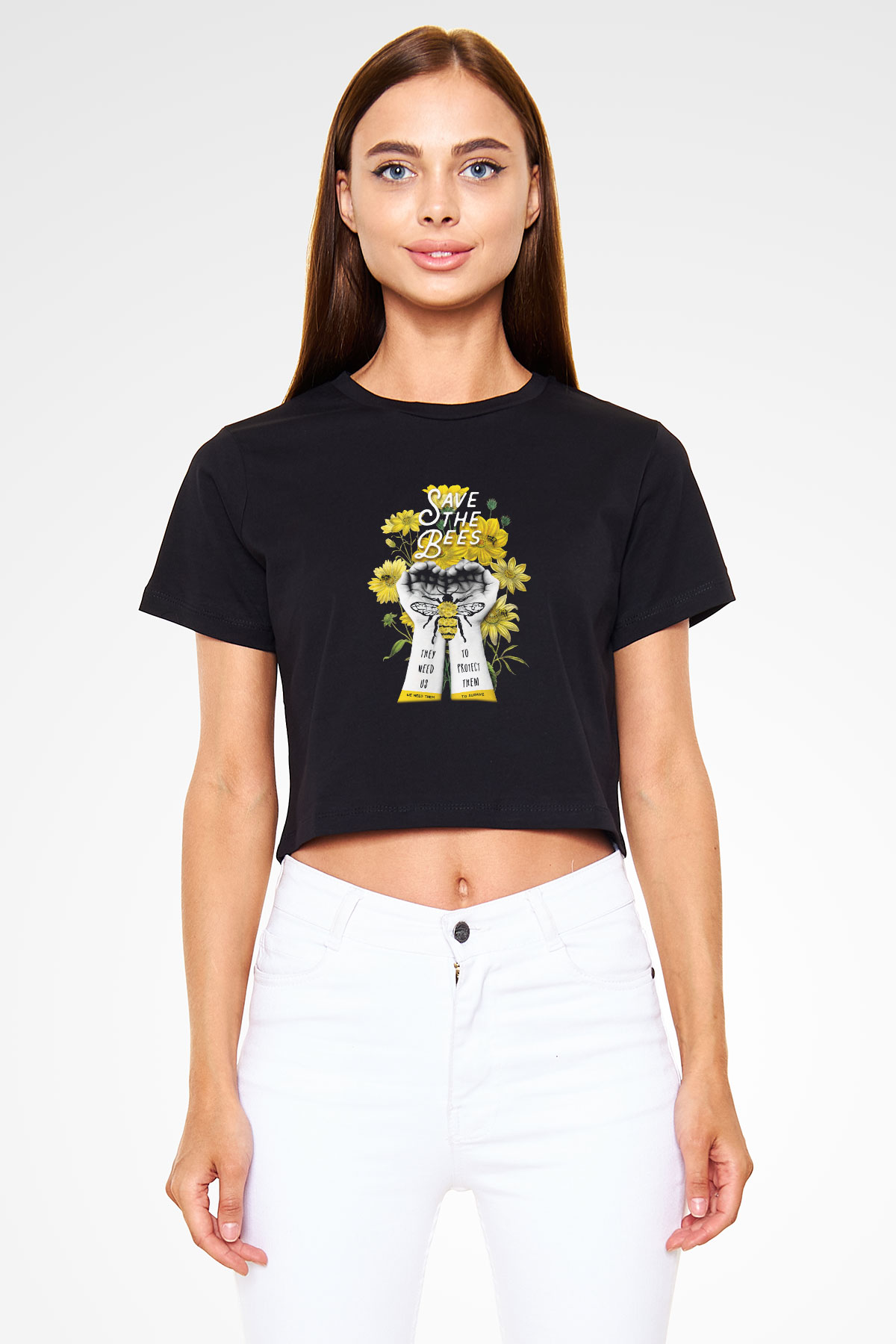 Arıcı Siyah Crop Top Tişört
