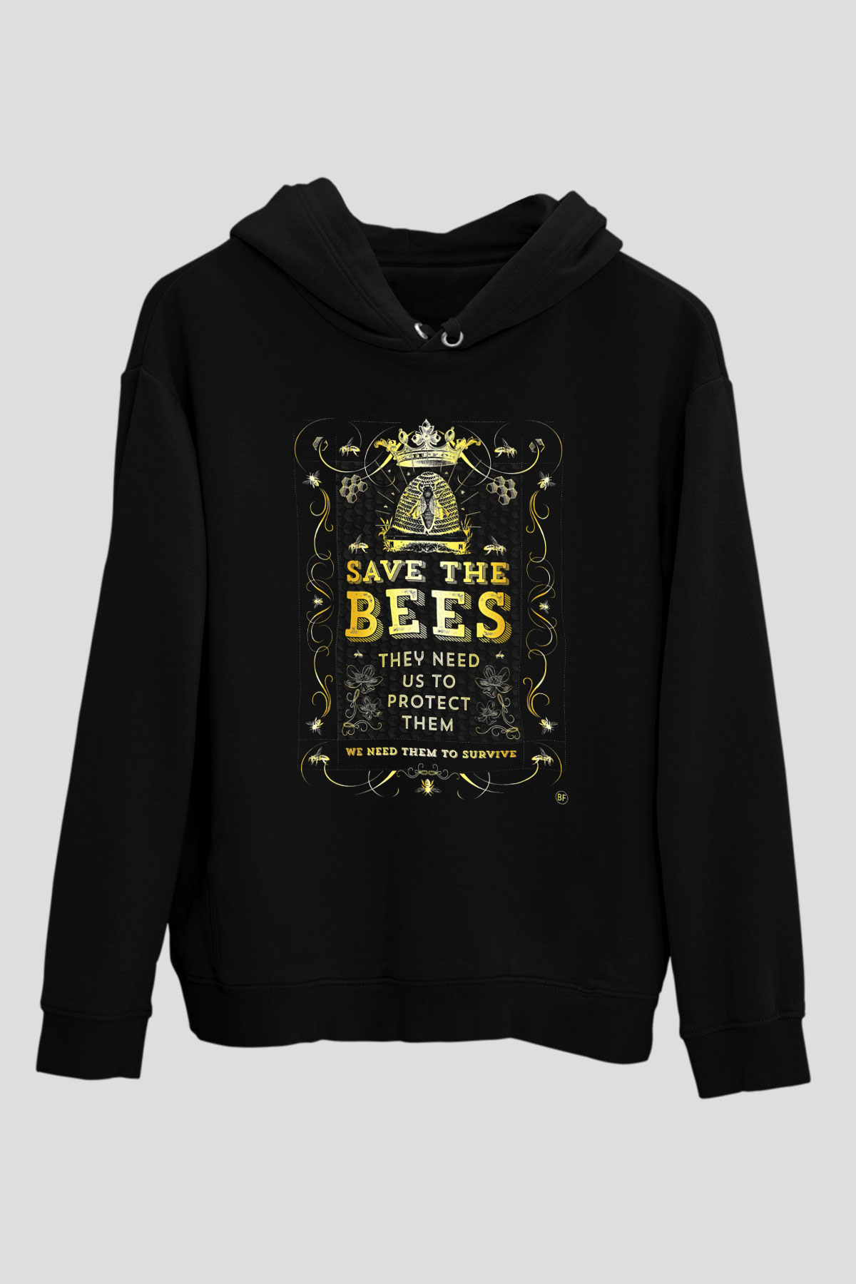 Arıcı Siyah Unisex Kapşonlu Sweatshirt