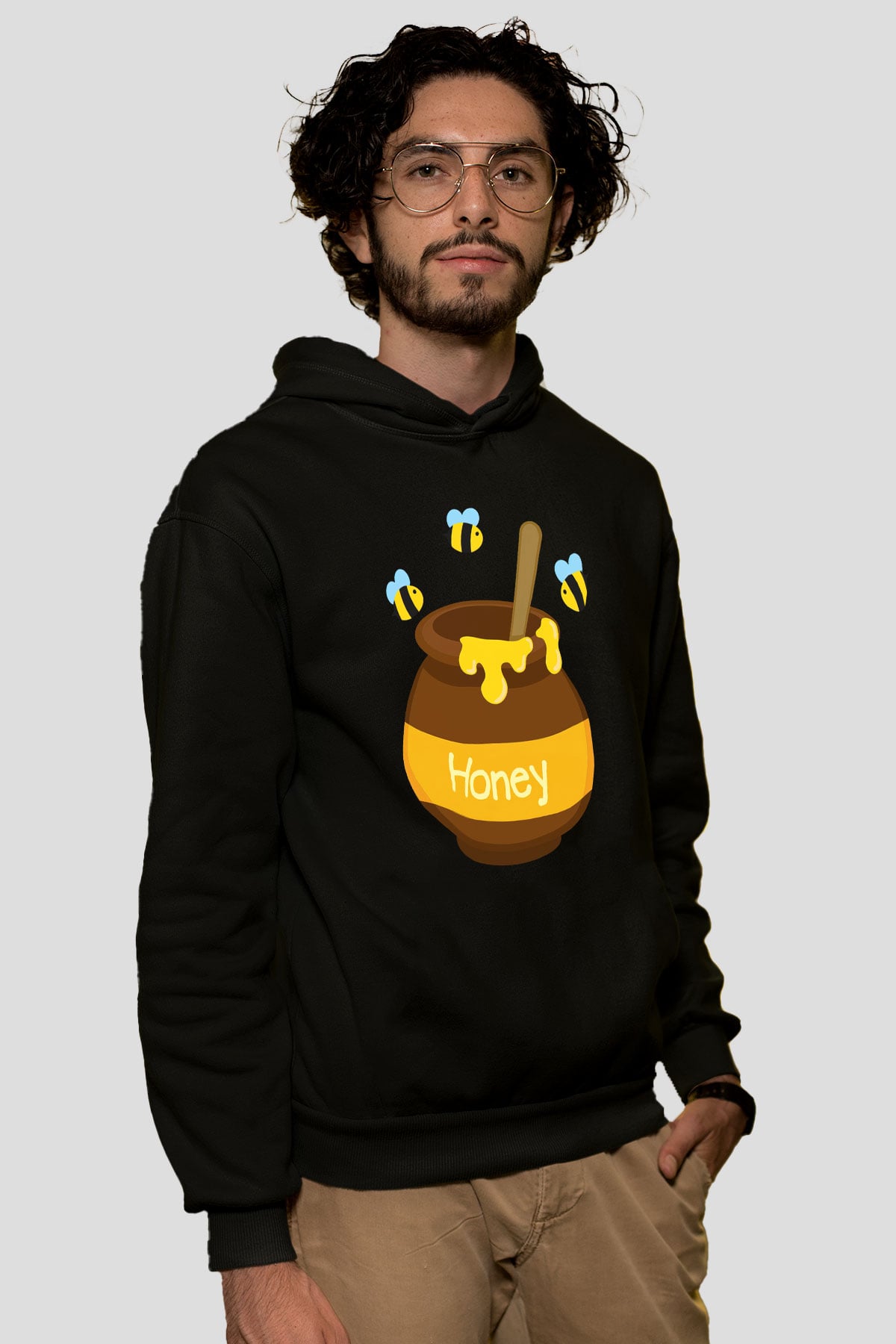 Arıcı Siyah Unisex Kapşonlu Sweatshirt