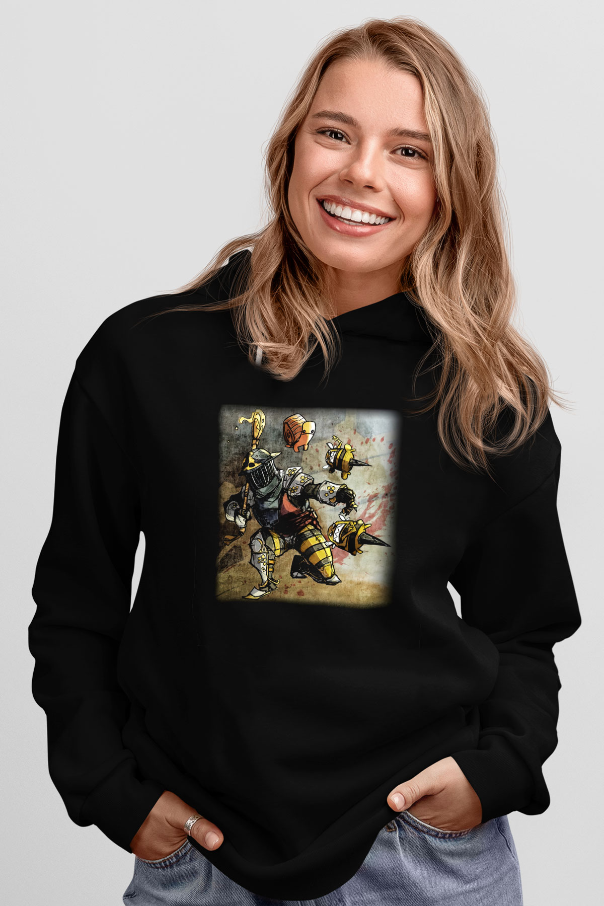 Arıcı Siyah Unisex Kapşonlu Sweatshirt