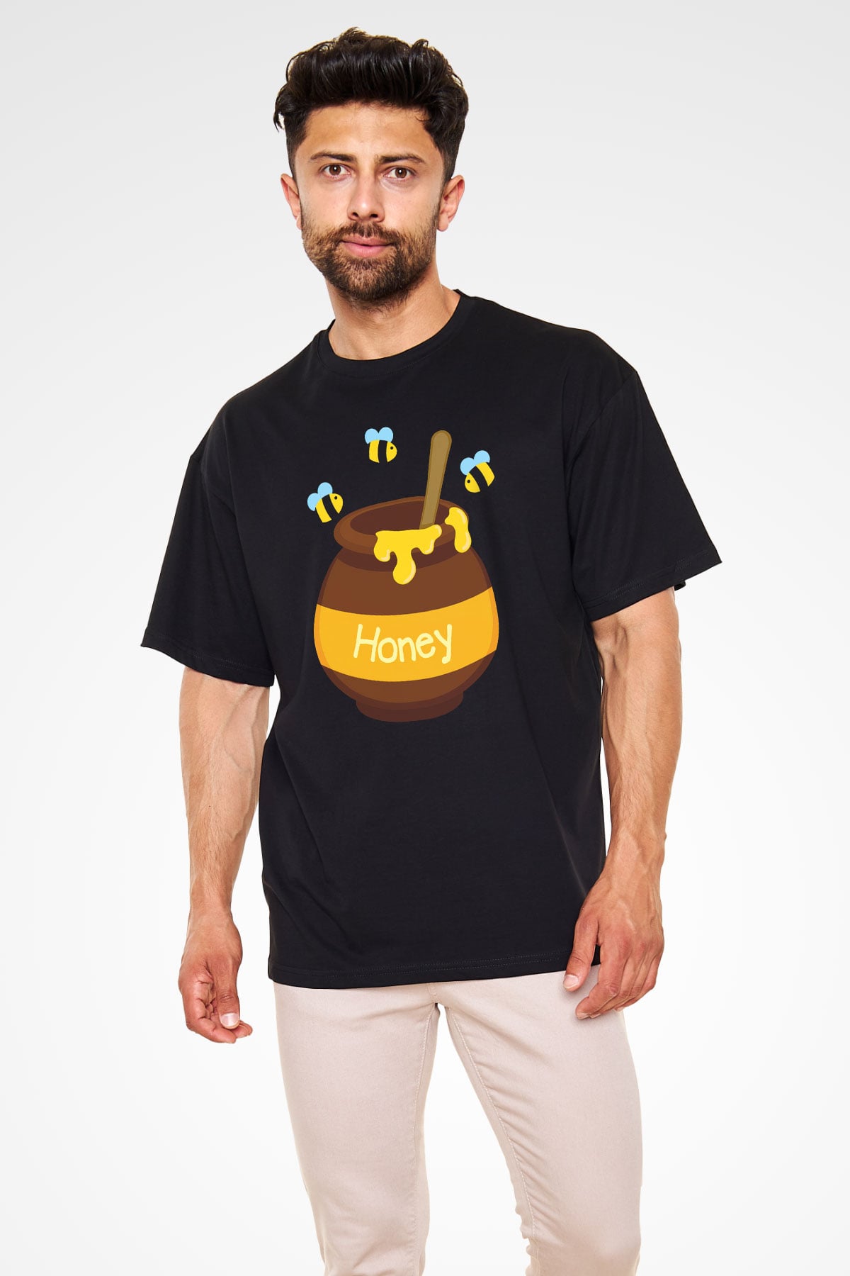 Arıcı Siyah Unisex Oversize Tişört T-Shirt