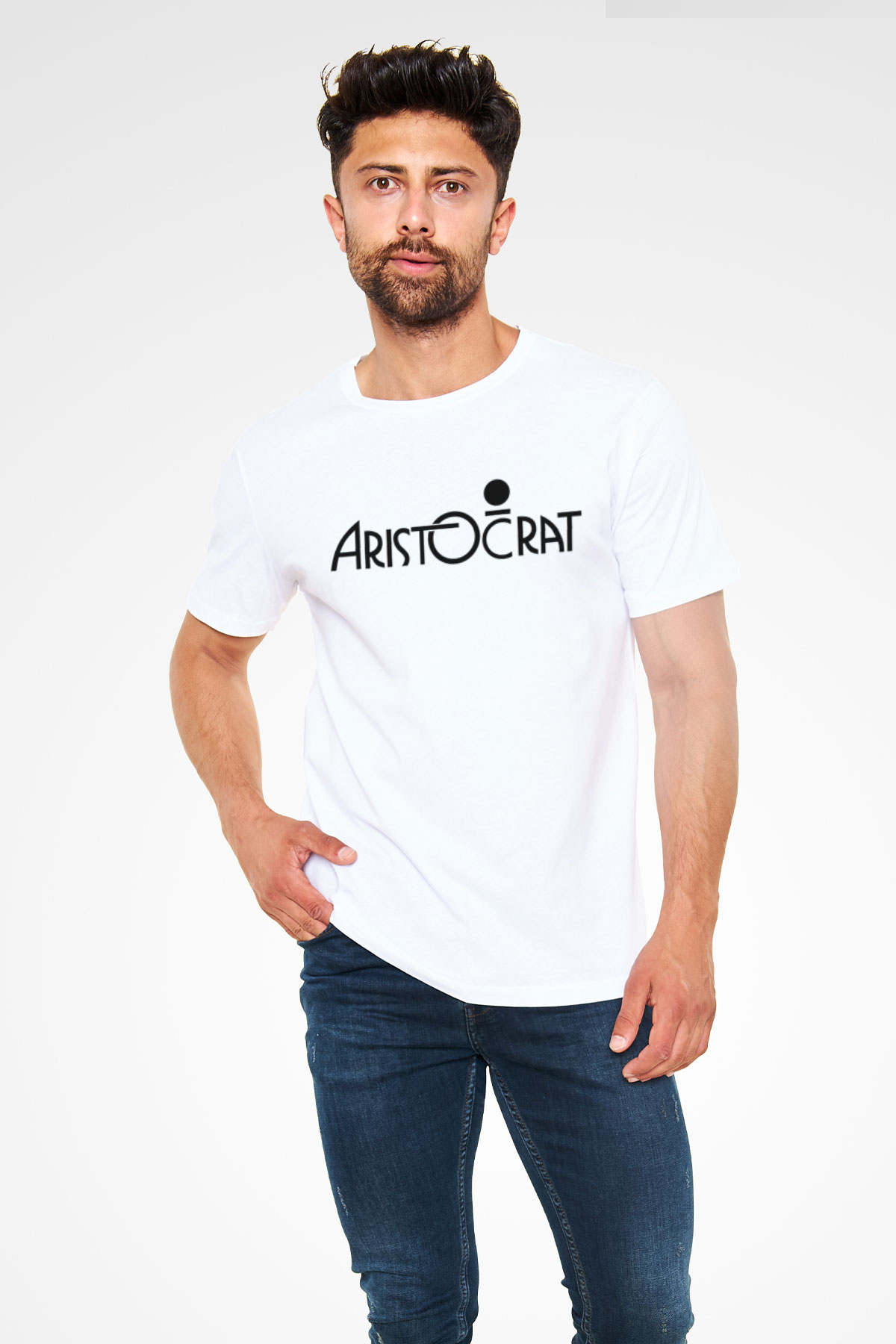 Aristocrats Baskılı Unisex Beyaz Tişört - Tshirt