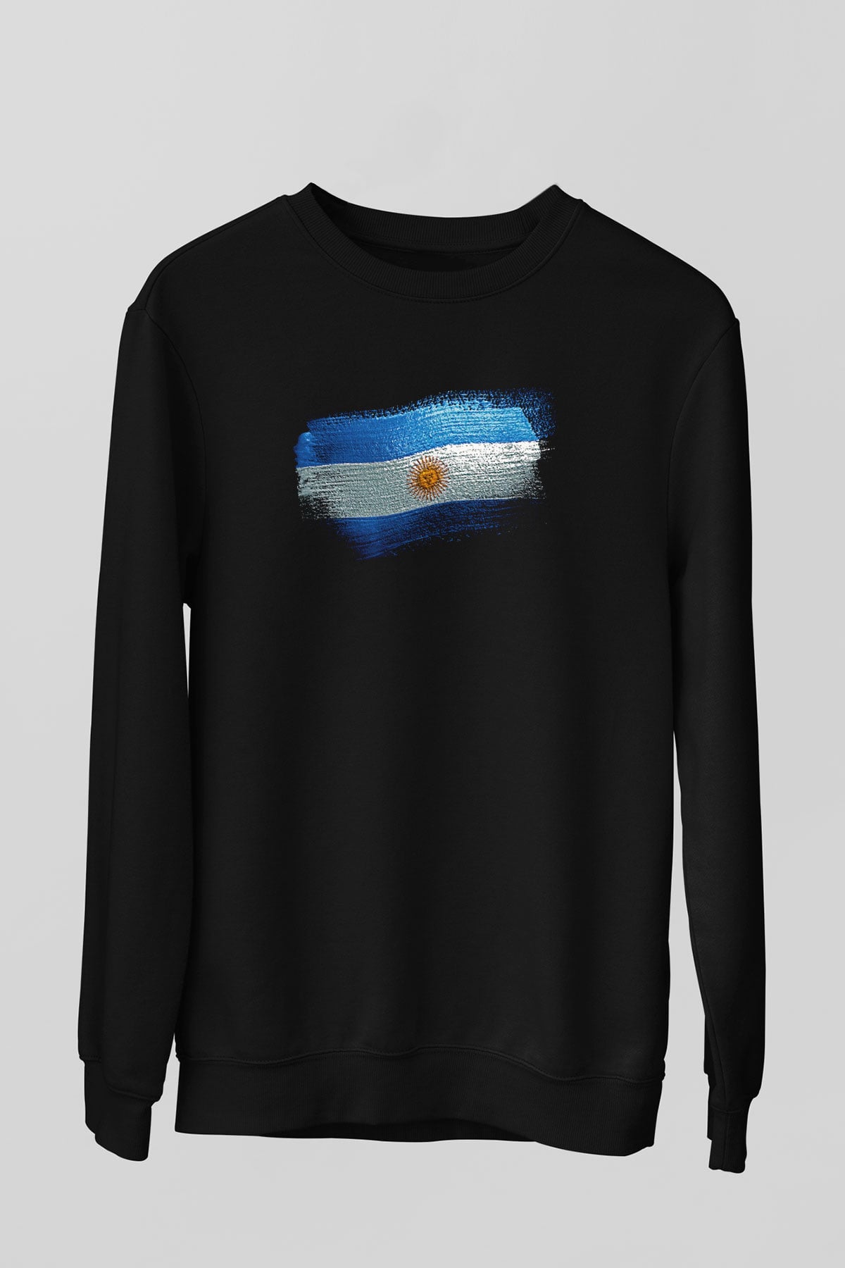 Arjantin - Argentina Bayrağı Baskılı Unisex Siyah Sweatshirt