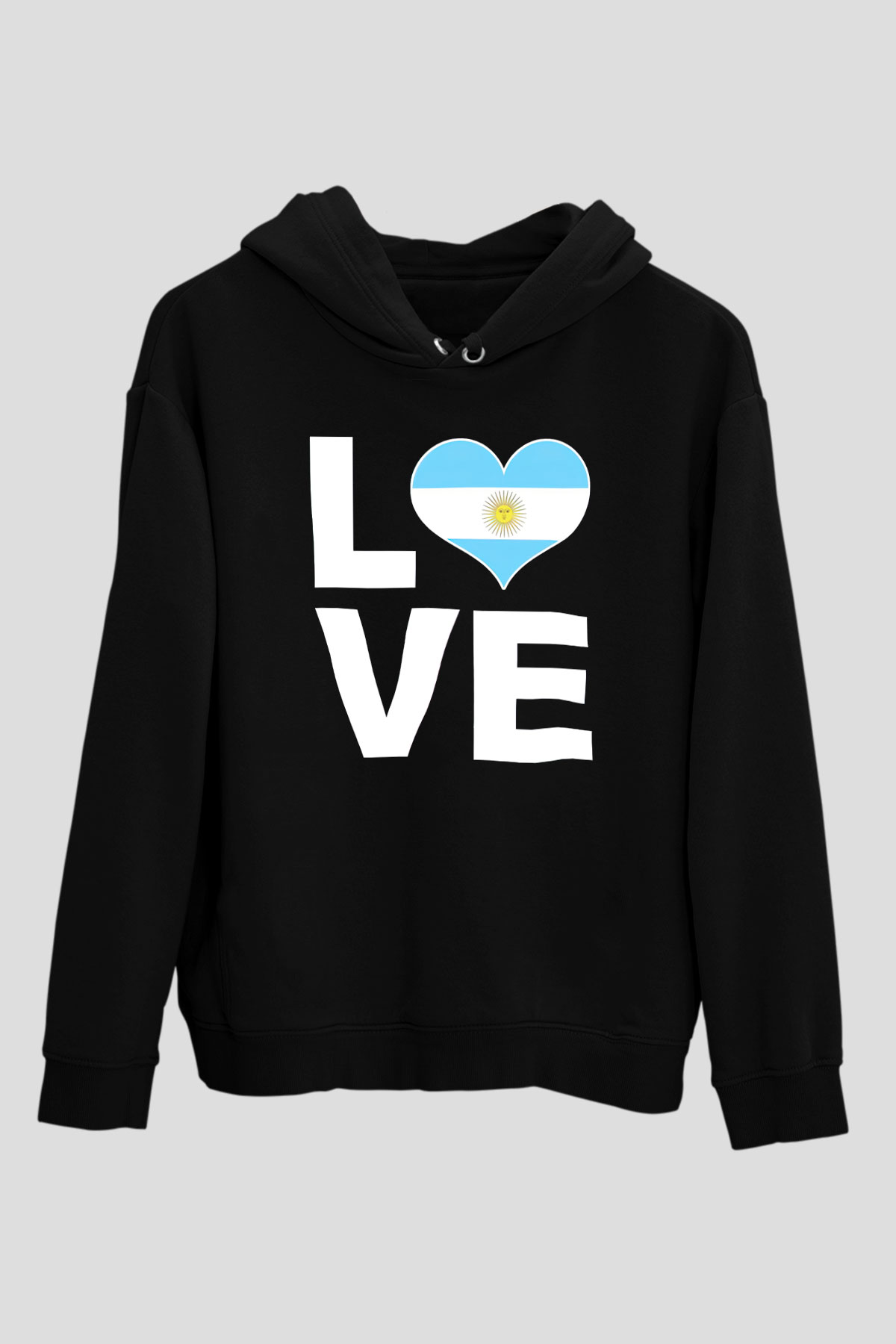 Arjantin Siyah Unisex Hoodie
