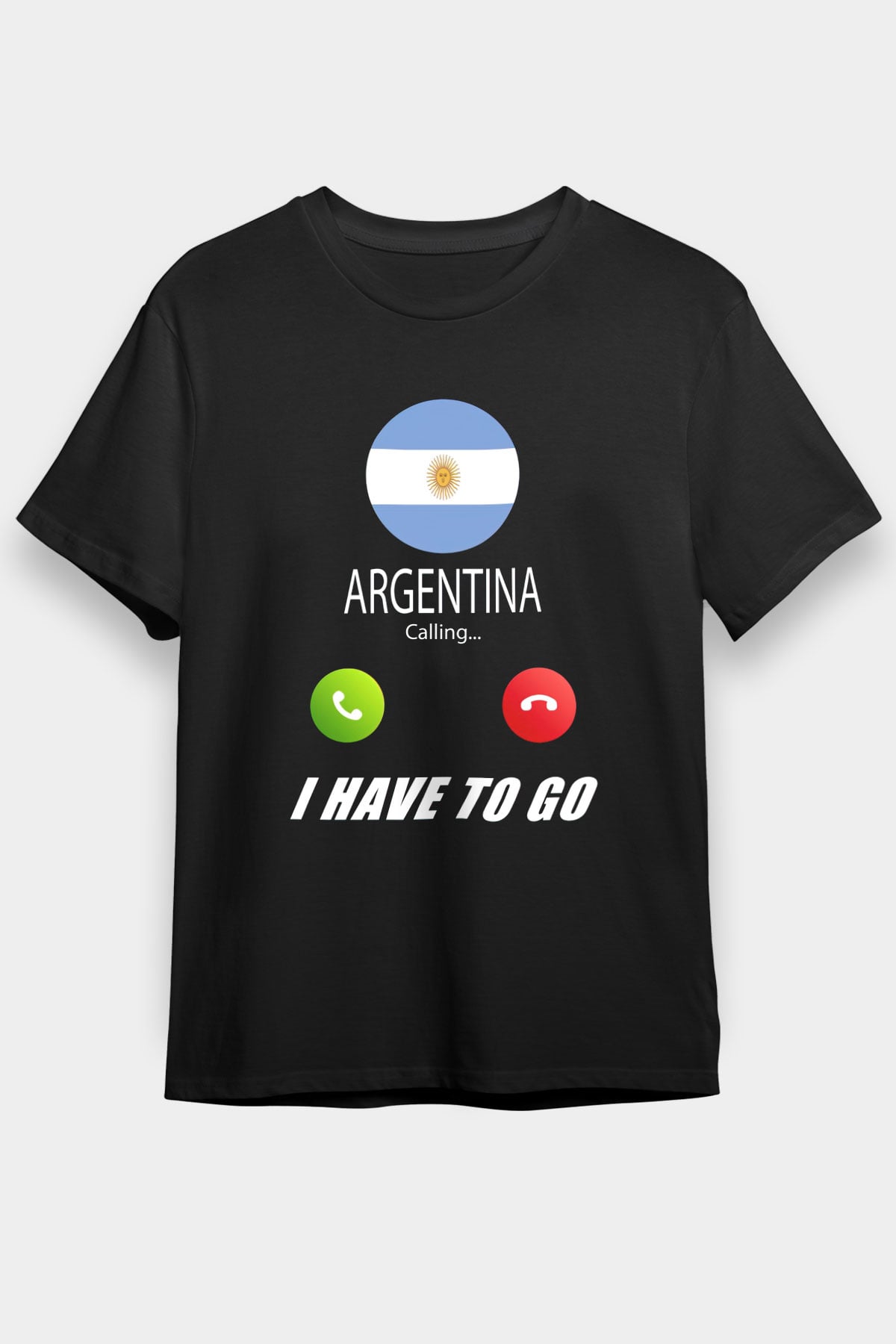 Arjantin Siyah Unisex Tişört T-Shirt - TişörtFabrikası