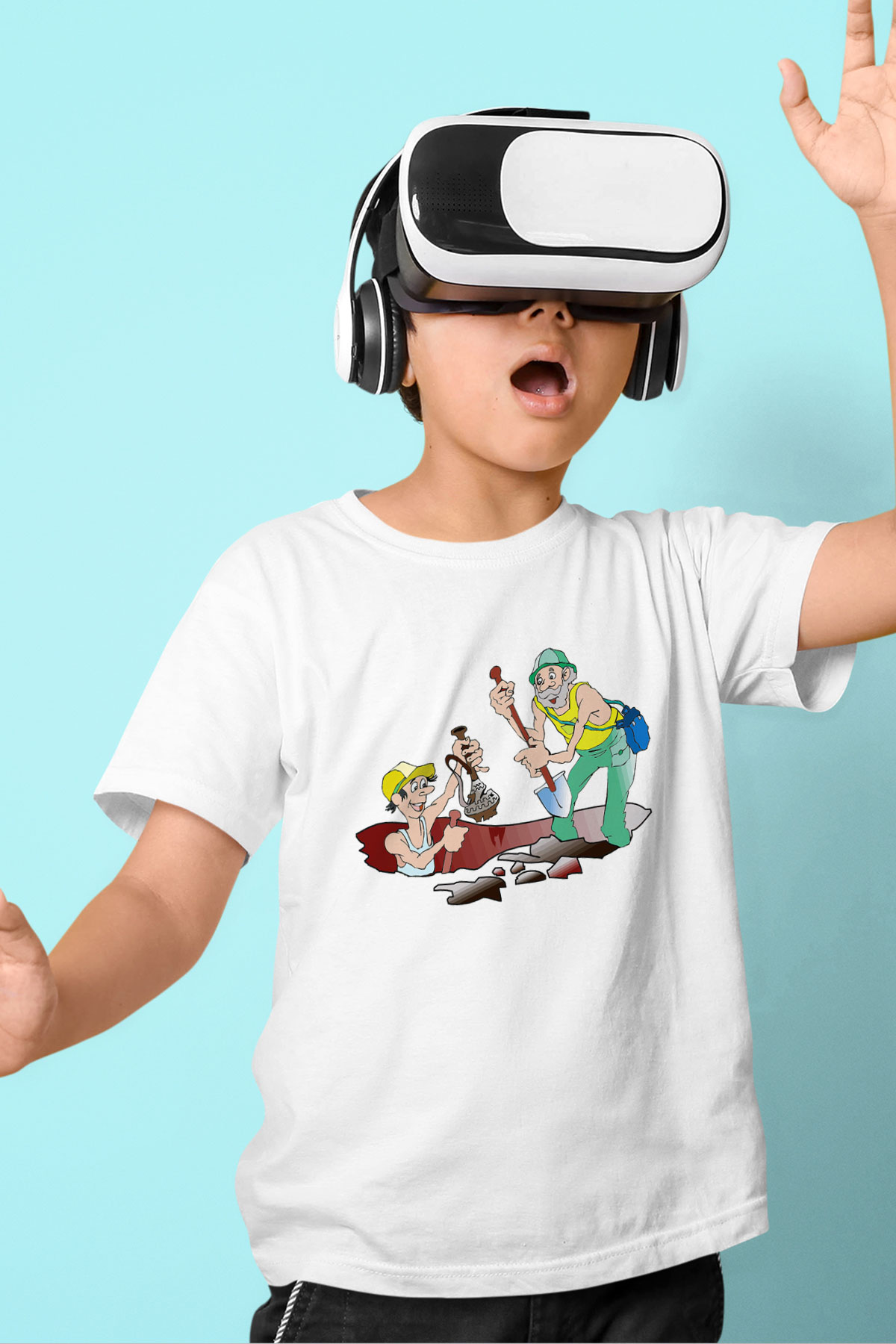 Arkeolog Baskılı Beyaz Unisex Çocuk Tişört