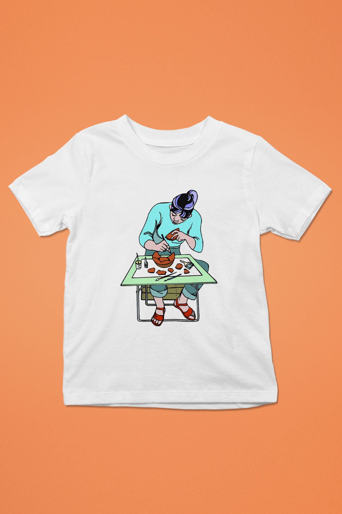 Arkeolog Baskılı Beyaz Unisex Çocuk Tişört