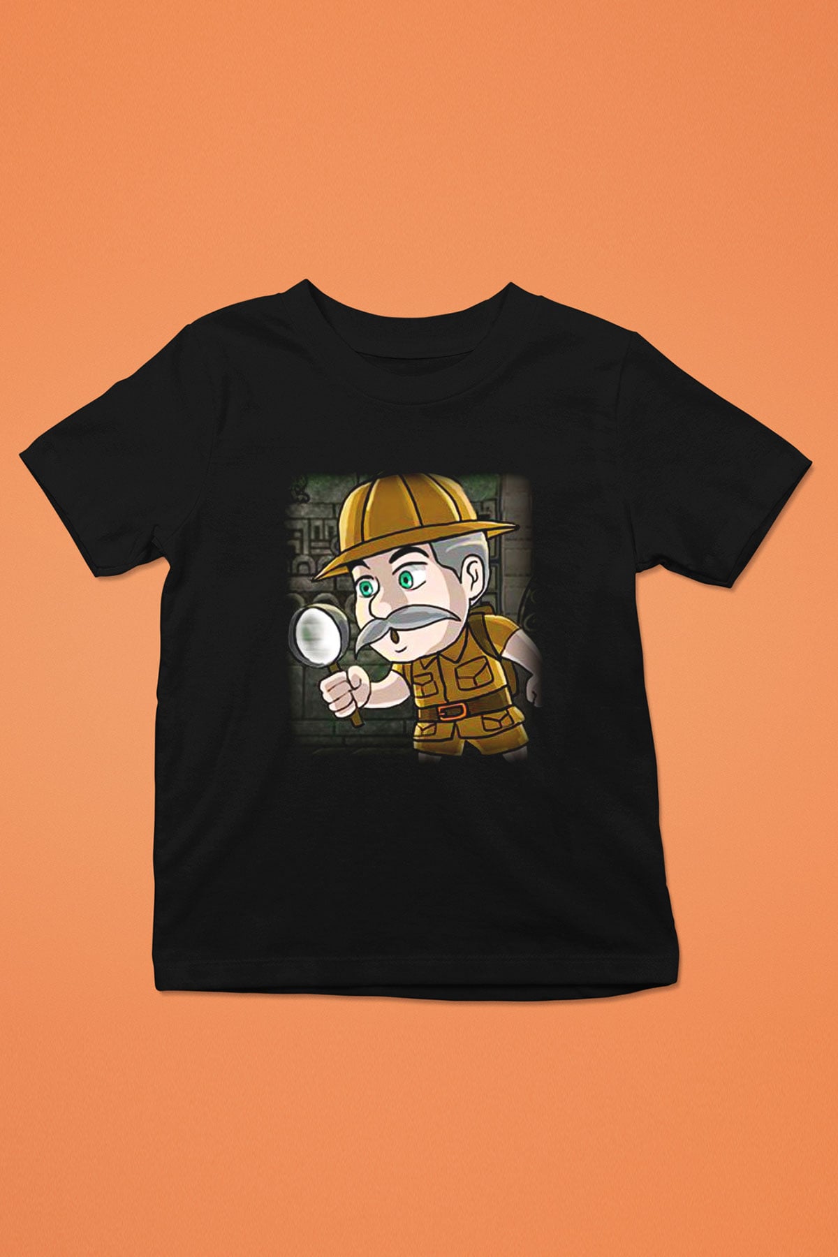 Arkeolog Baskılı Siyah Unisex Çocuk Tişört