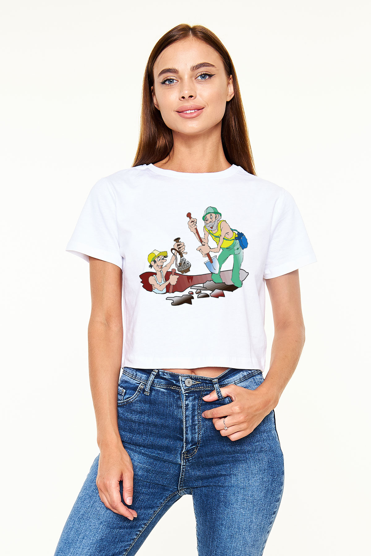 Arkeolog Beyaz Croptop Tişört