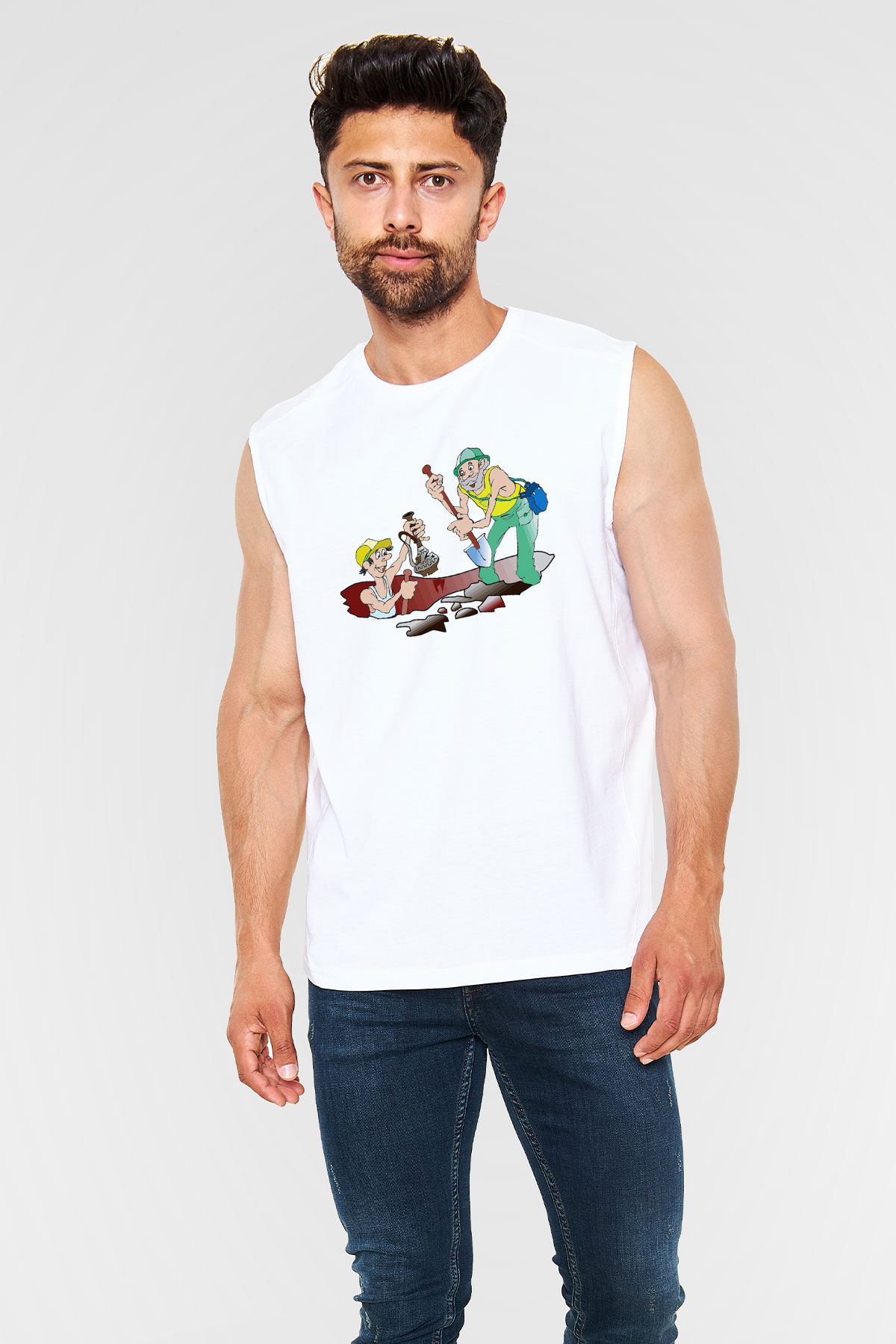 Arkeolog Beyaz Unisex Kolsuz Tişört