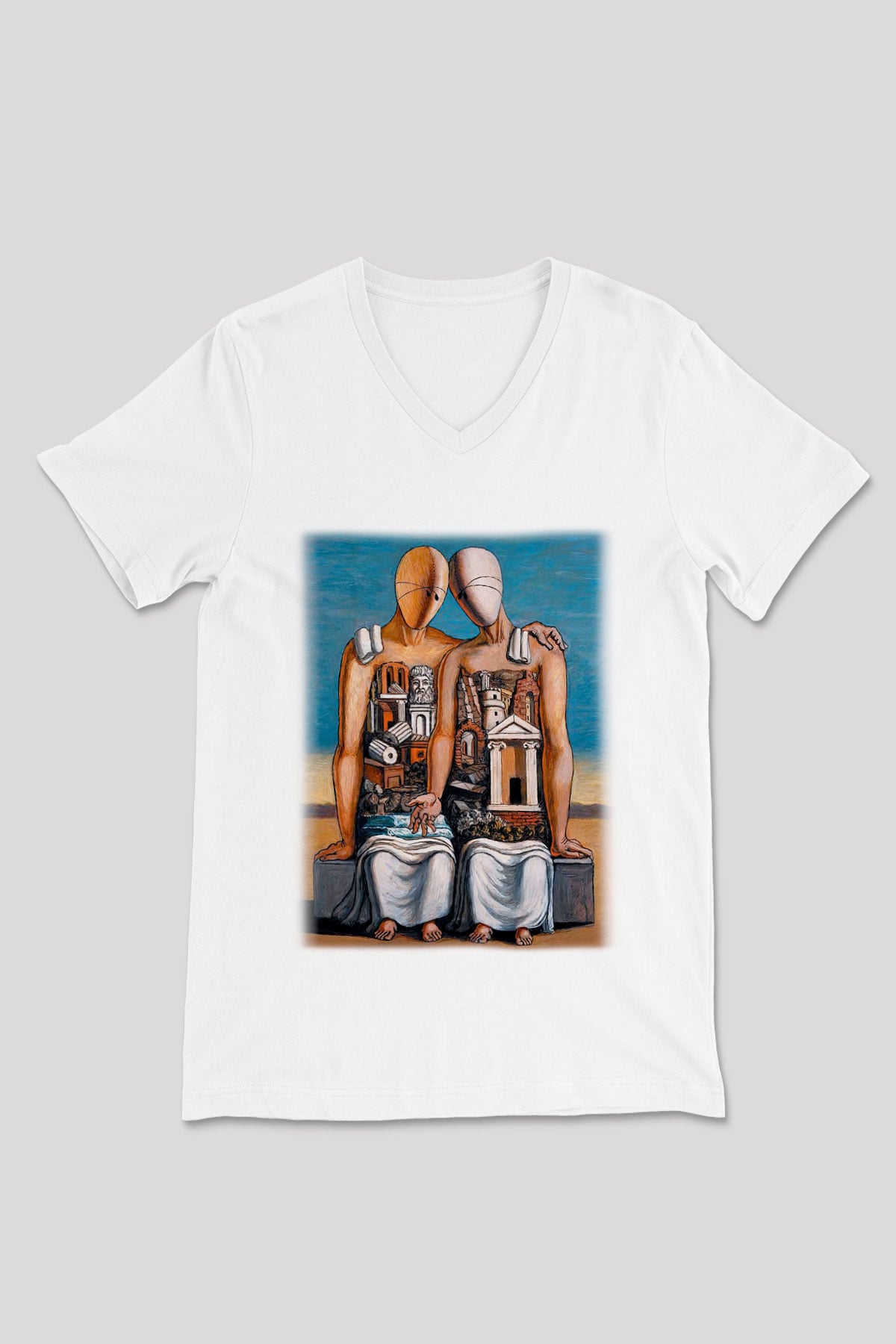 Arkeolog Beyaz Unisex V Yaka Tişört T-Shirt