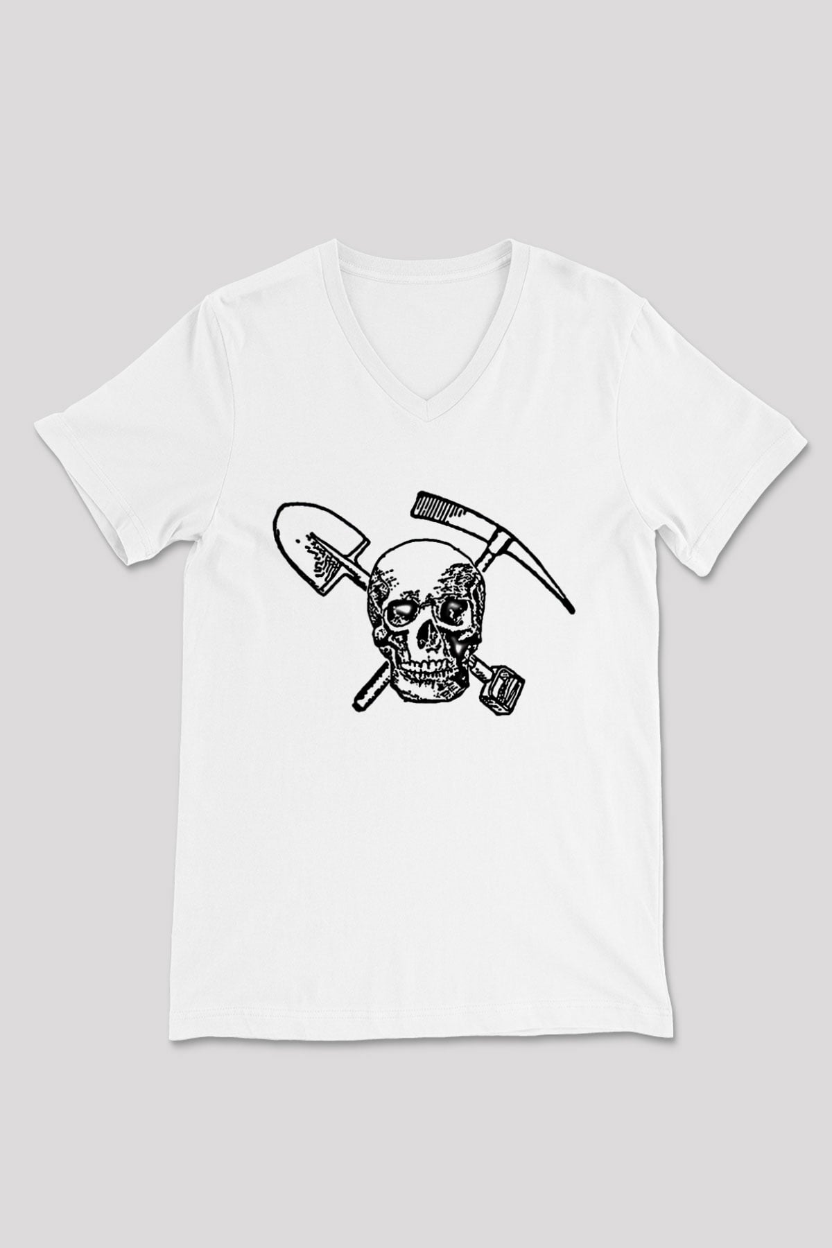 Arkeolog Beyaz Unisex V Yaka Tişört T-Shirt