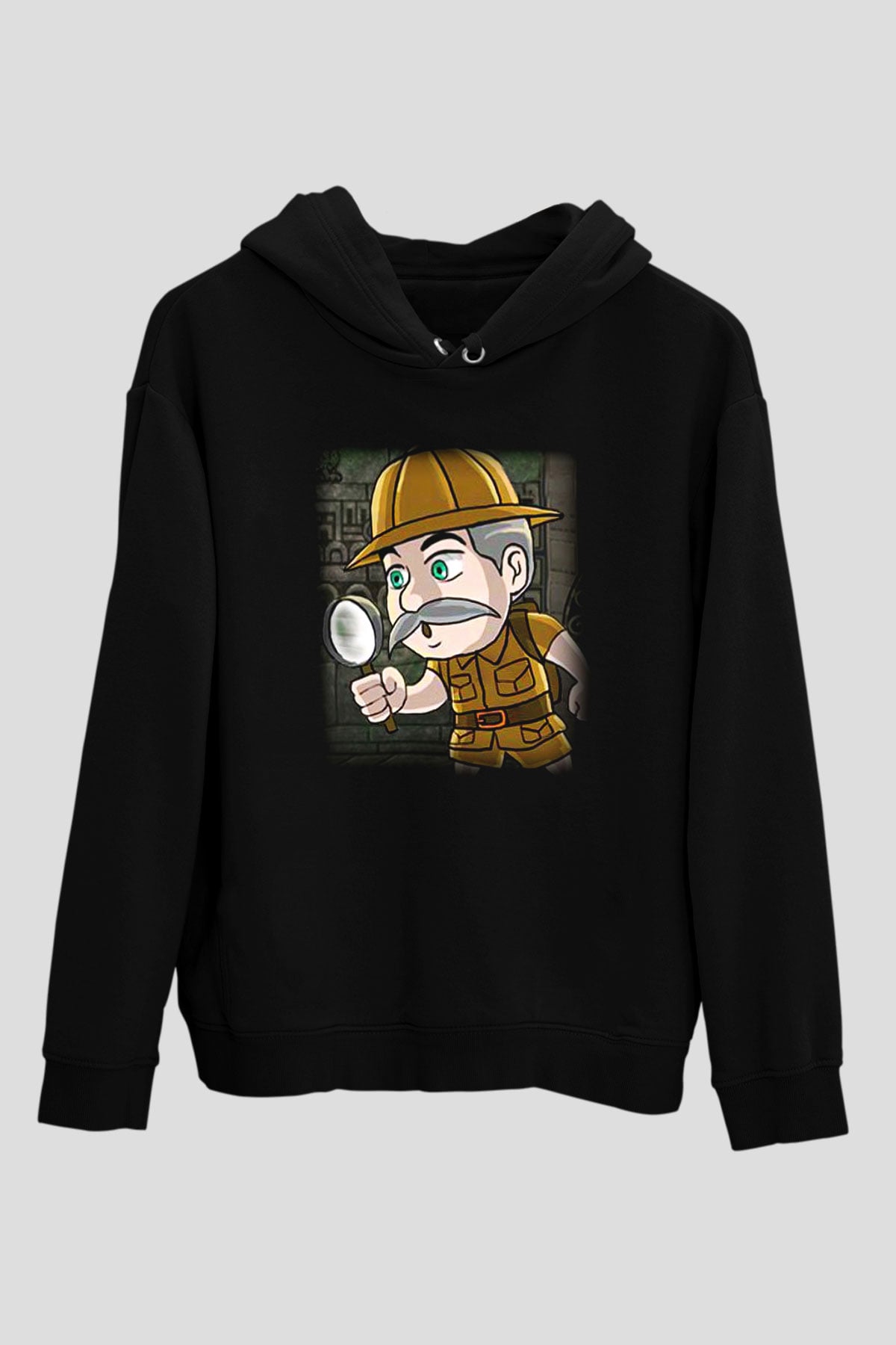 Arkeolog Siyah Unisex Kapşonlu Sweatshirt