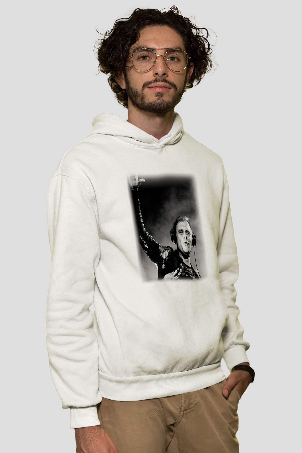 Armin Van Buuren Beyaz Unisex Kapşonlu Sweatshirt