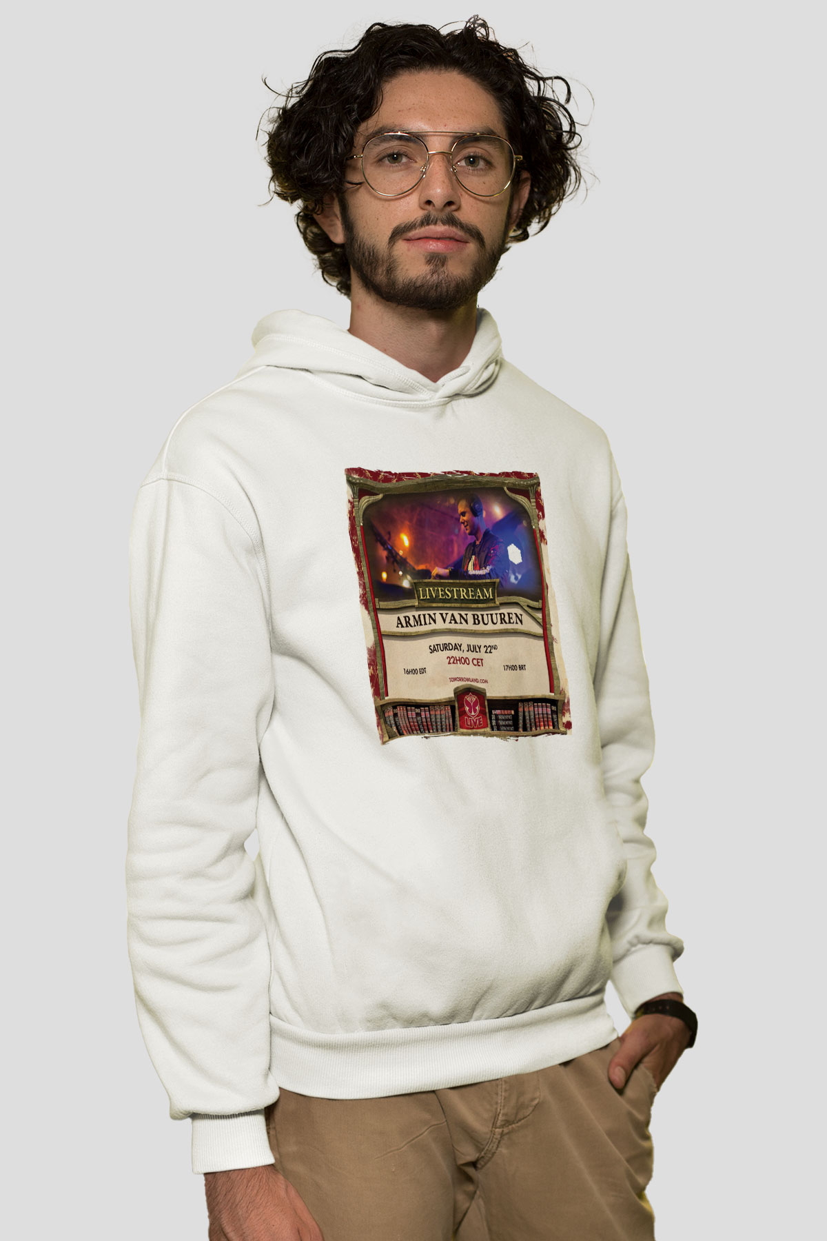Armin Van Buuren Beyaz Unisex Kapüşonlu Sweatshirt