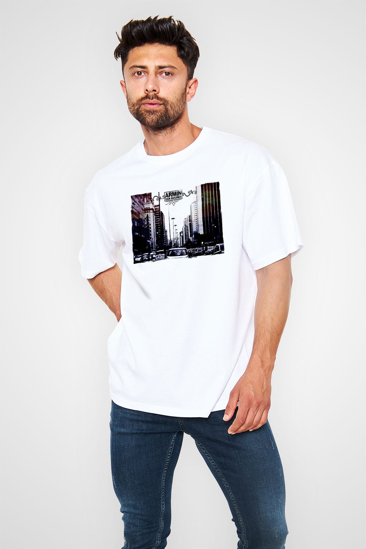 Armin Van Buuren Beyaz Oversize Tişört Oversize T-shirt - TişörtFabrikası