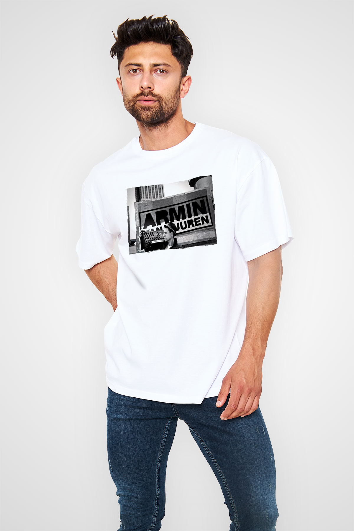 Armin Van Buuren Beyaz Oversize Tişört Oversize T-shirt - TişörtFabrikası