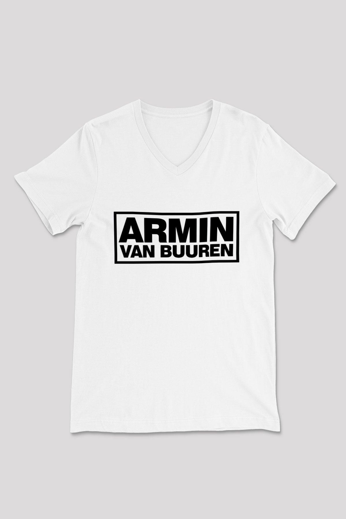 Armin Van Buuren Beyaz Unisex V Yaka Tişört T-Shirt