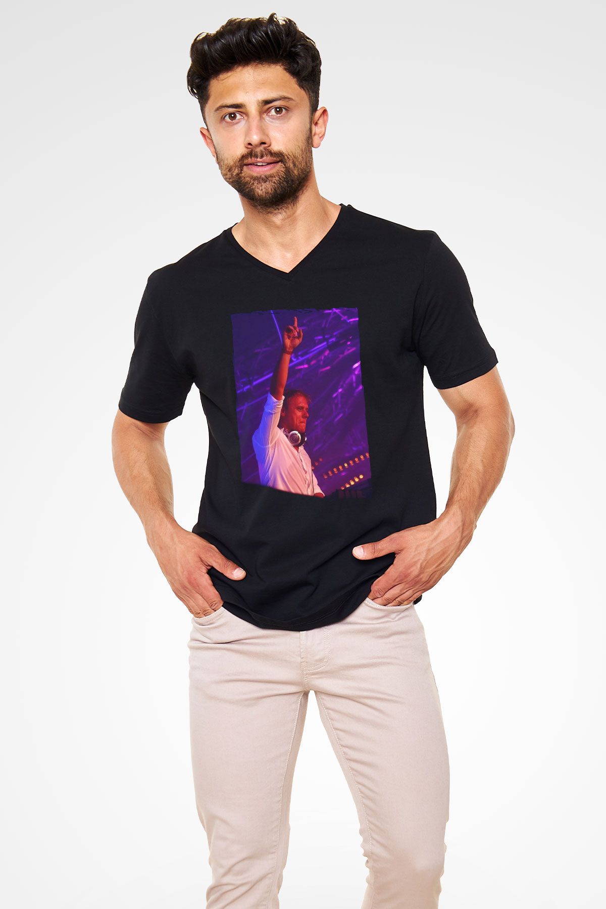 Armin Van Buuren Siyah Unisex V Yaka Tişört