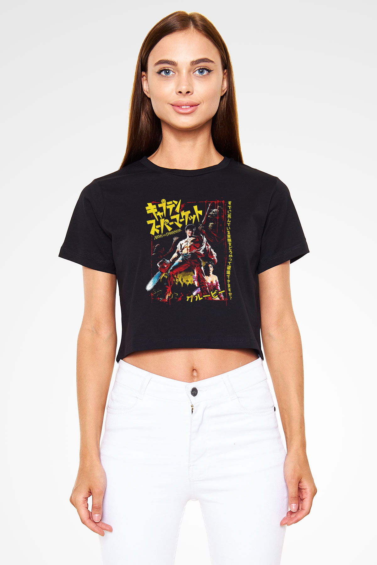 Army of Darkness Siyah   Crop Top Tişört
