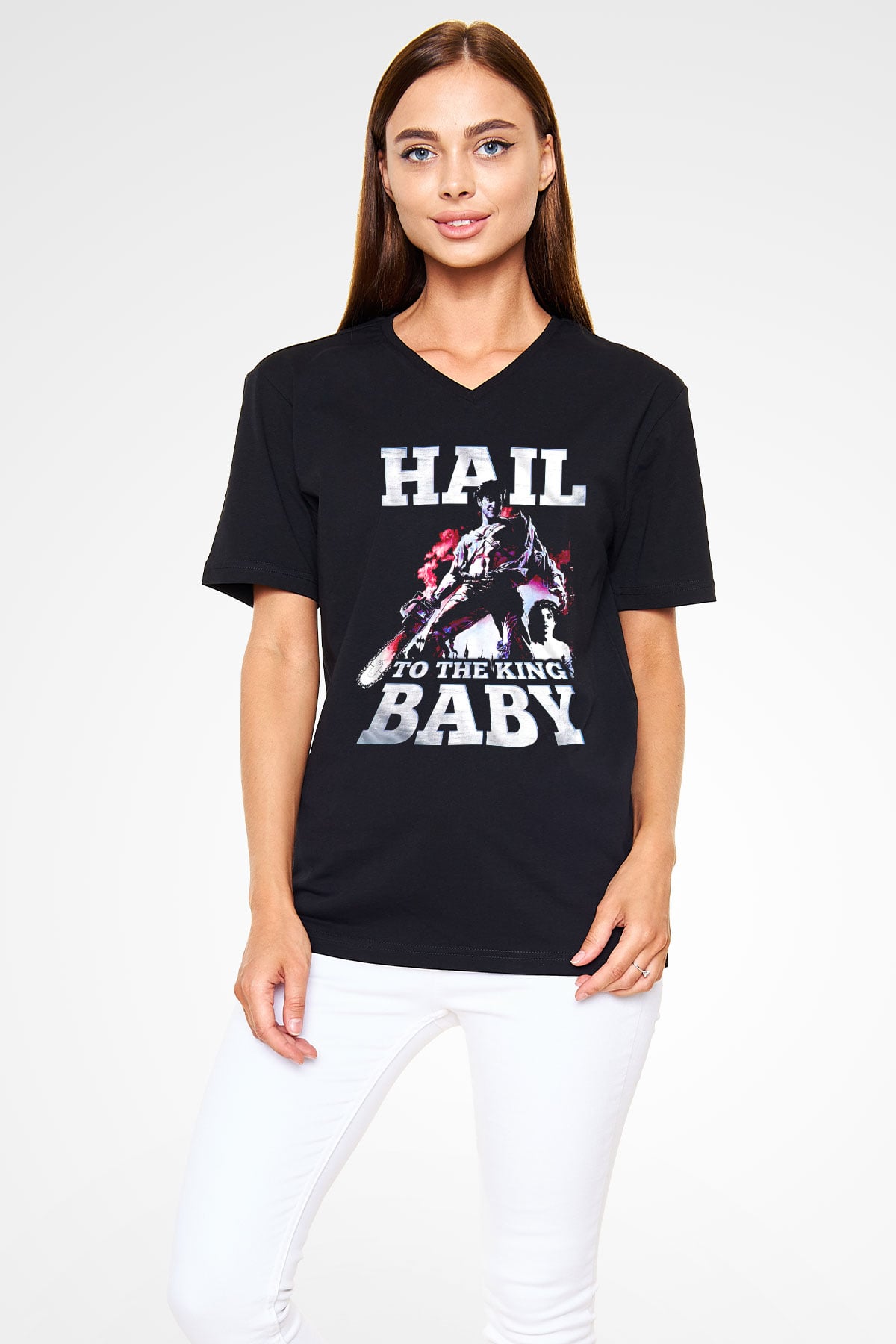 Army of Darkness Siyah Unisex  V Yaka Tişört