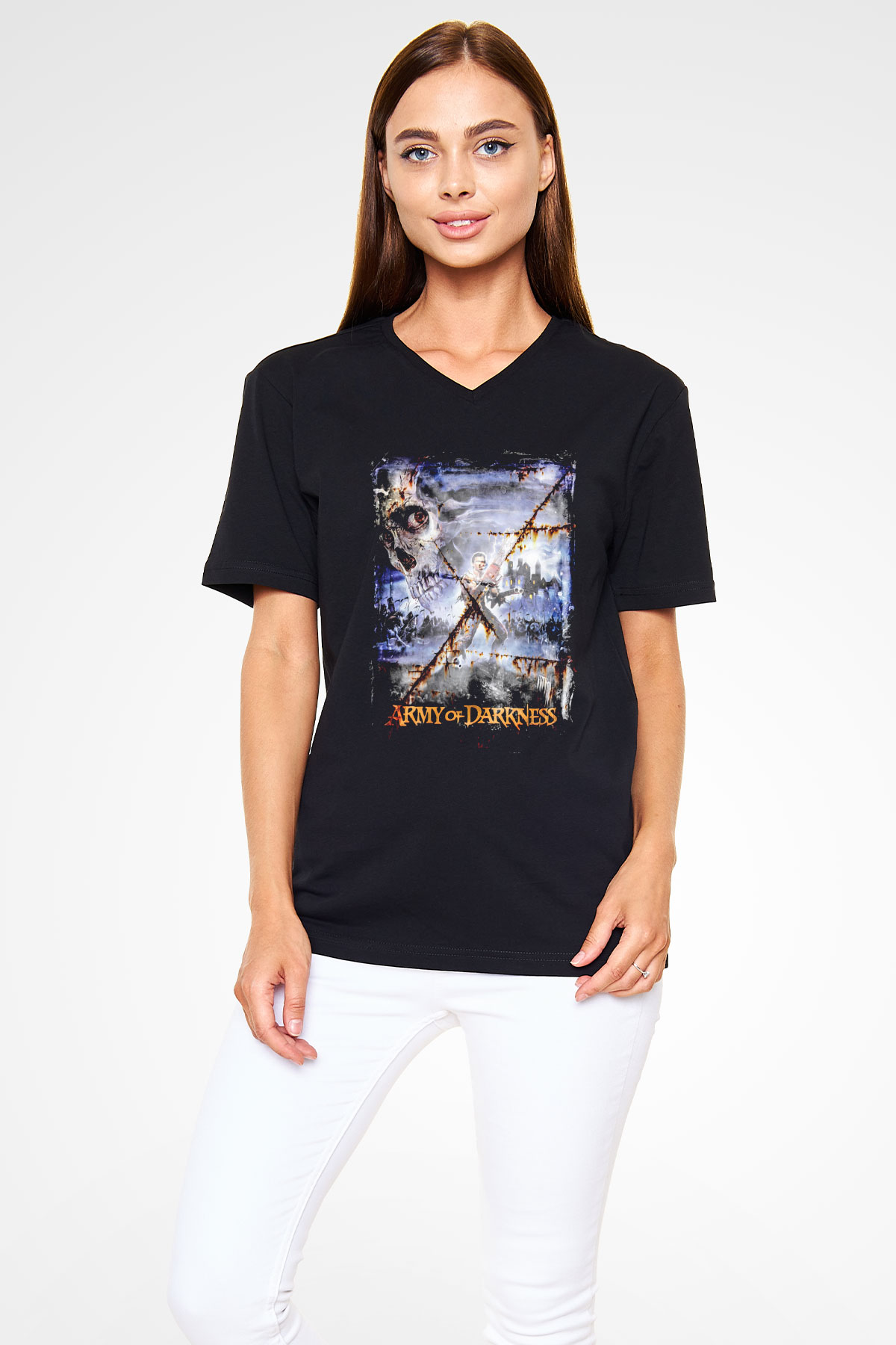 Army of Darkness Siyah Unisex  V Yaka Tişört