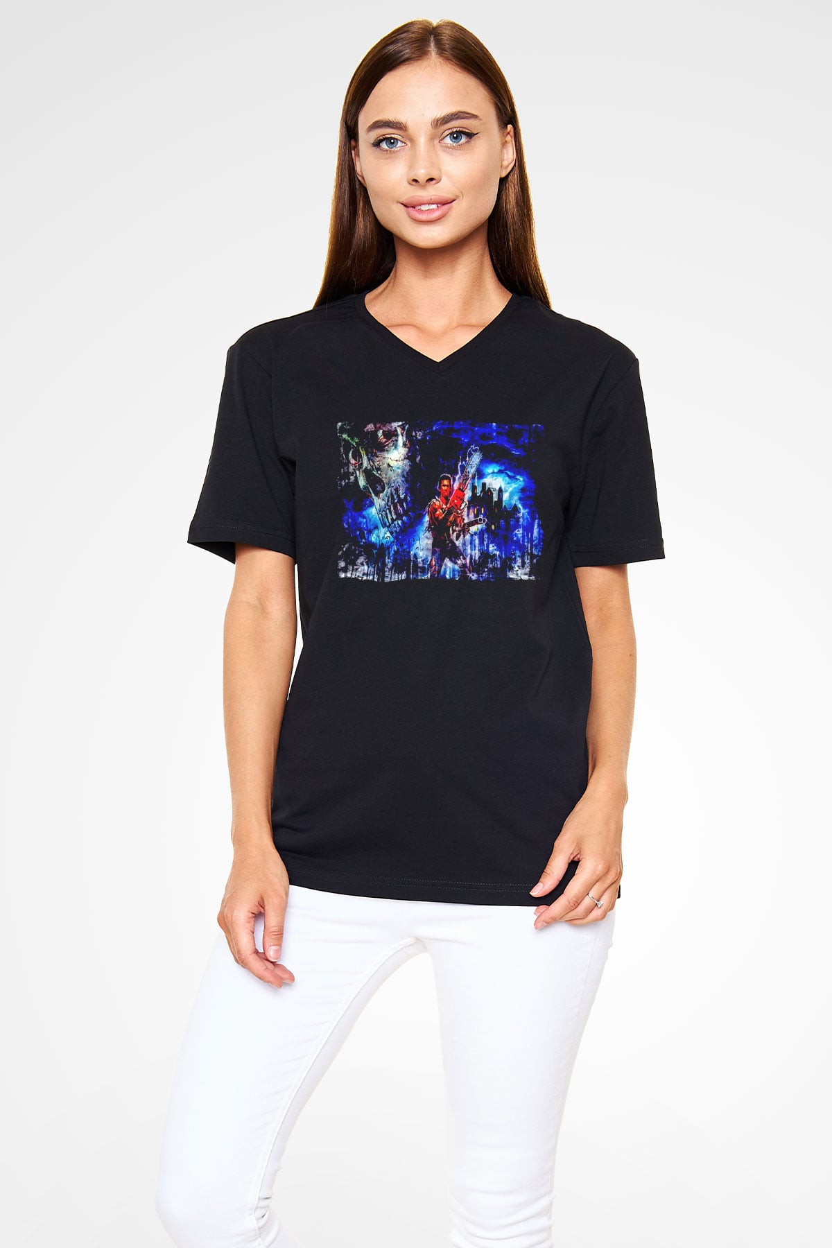 Army of Darkness Siyah Unisex  V Yaka Tişört