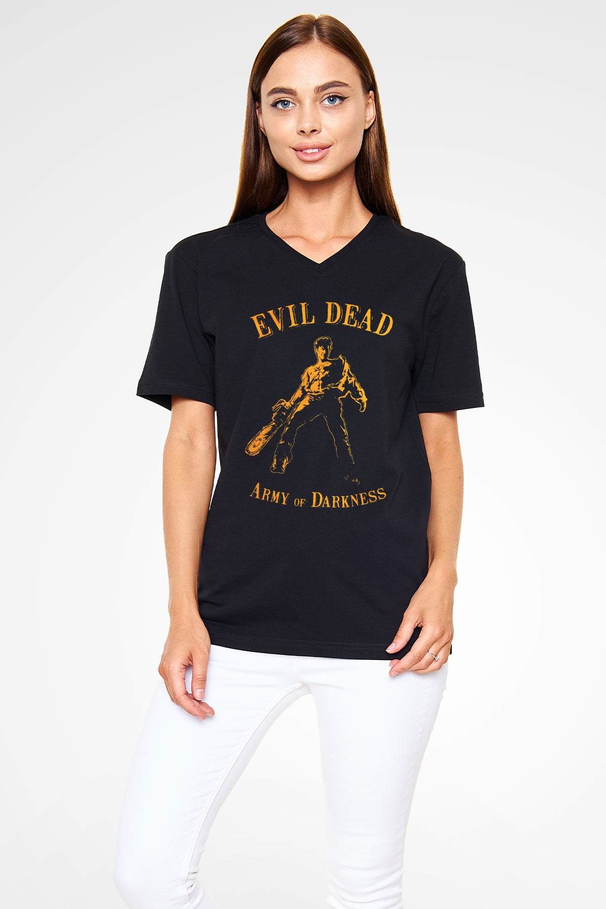 Army of Darkness Siyah Unisex  V Yaka Tişört